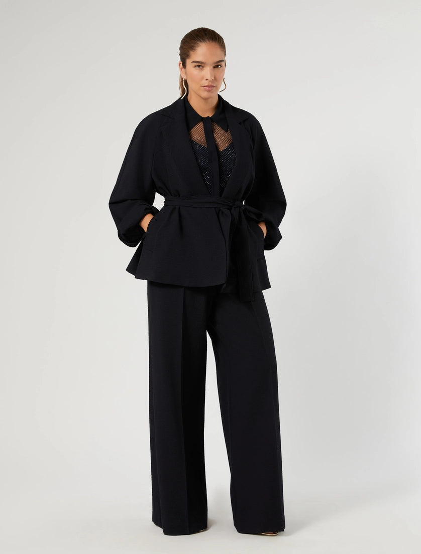 marina rinaldi Seersucker open-front tunic