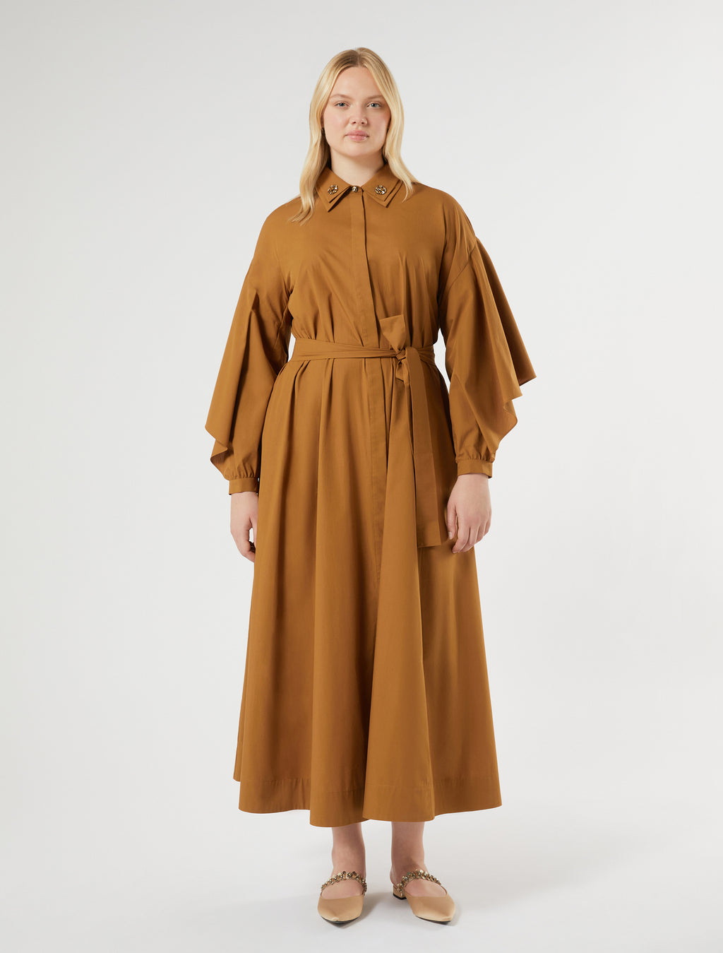 Long cotton poplin dress