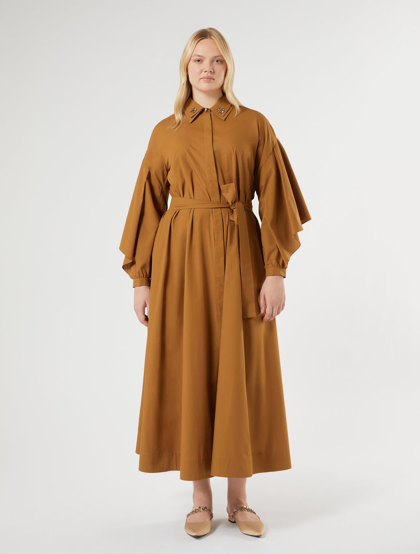 Long cotton poplin dress