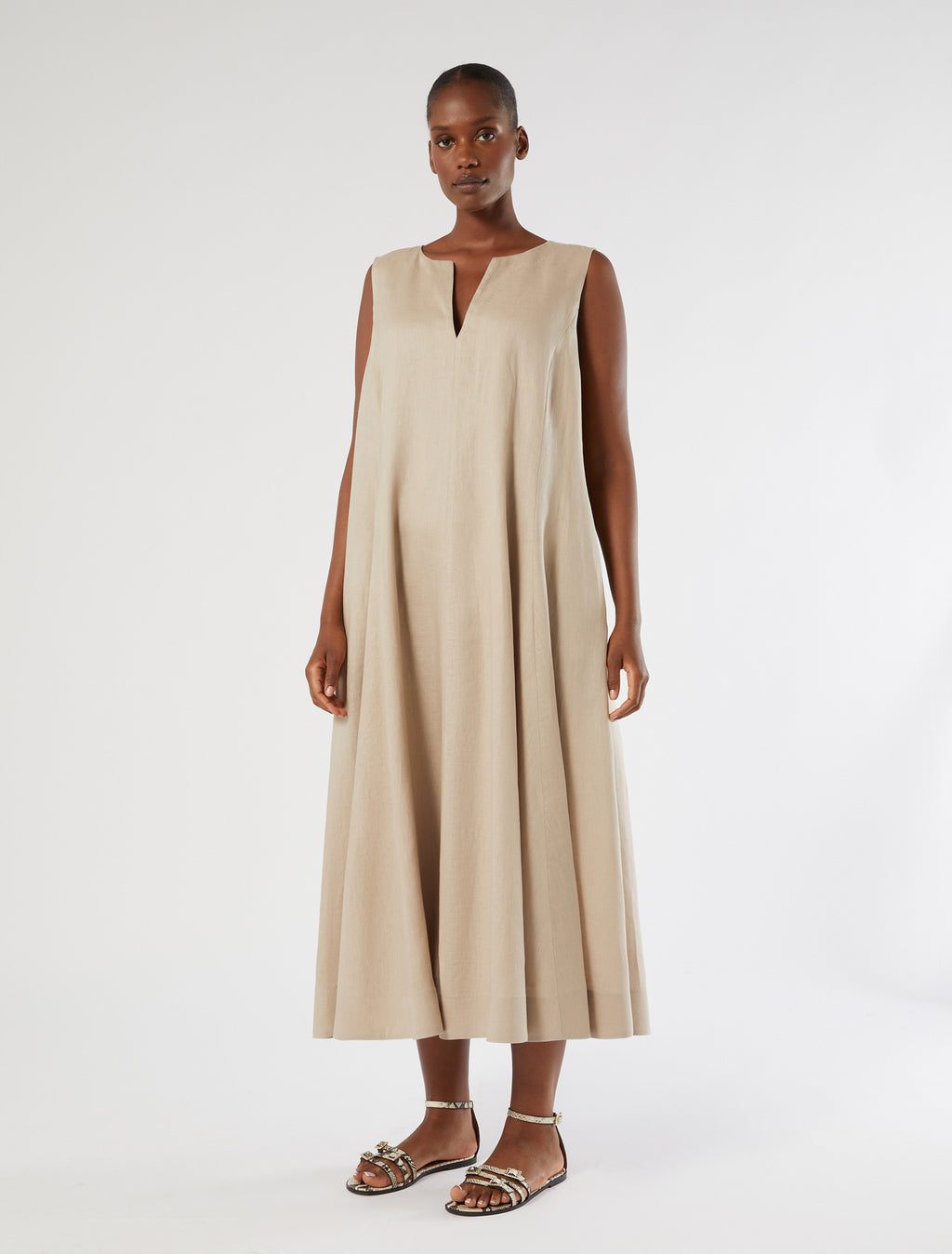 marina rinaldi linen canvas dress for woman