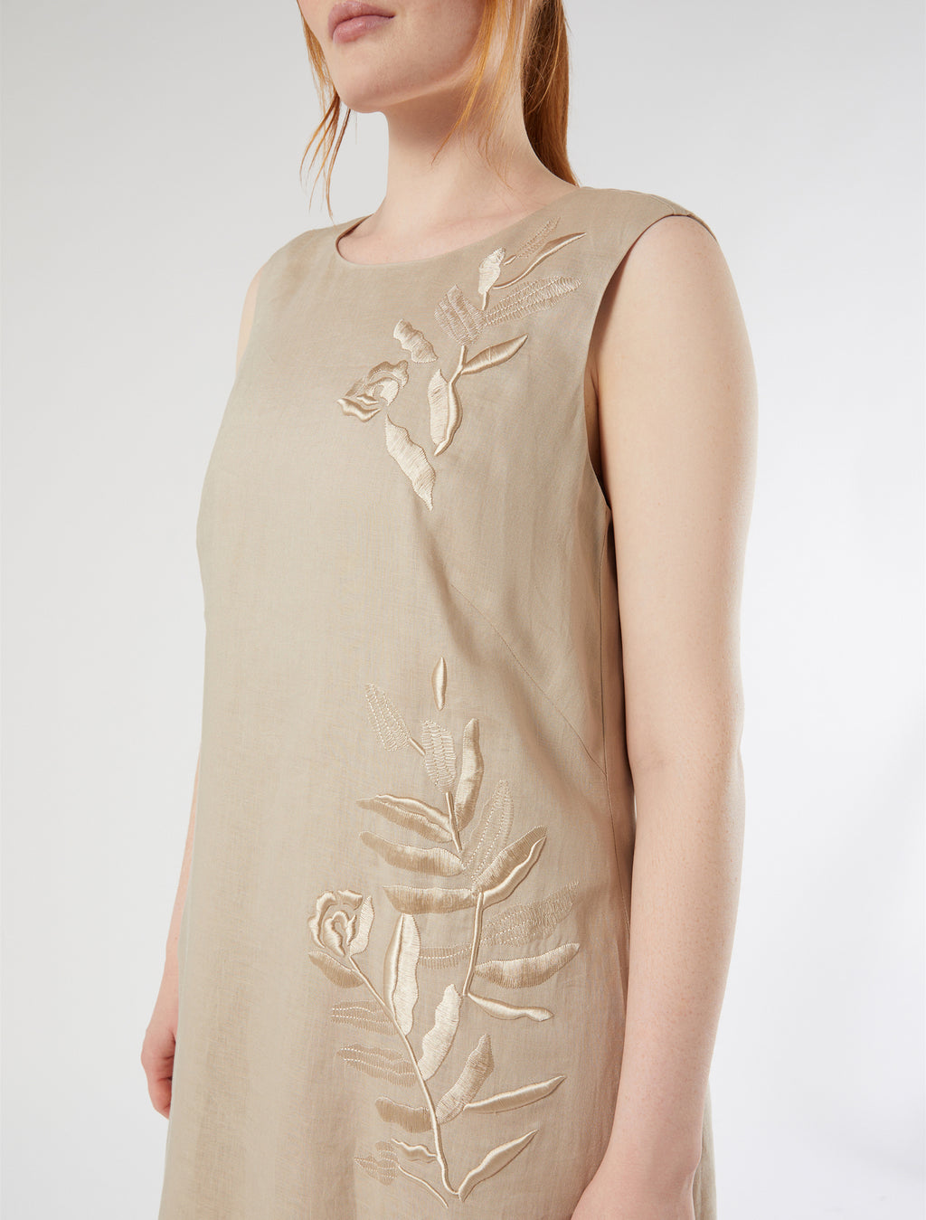 marina rinaldi embroidered linen dress for woman