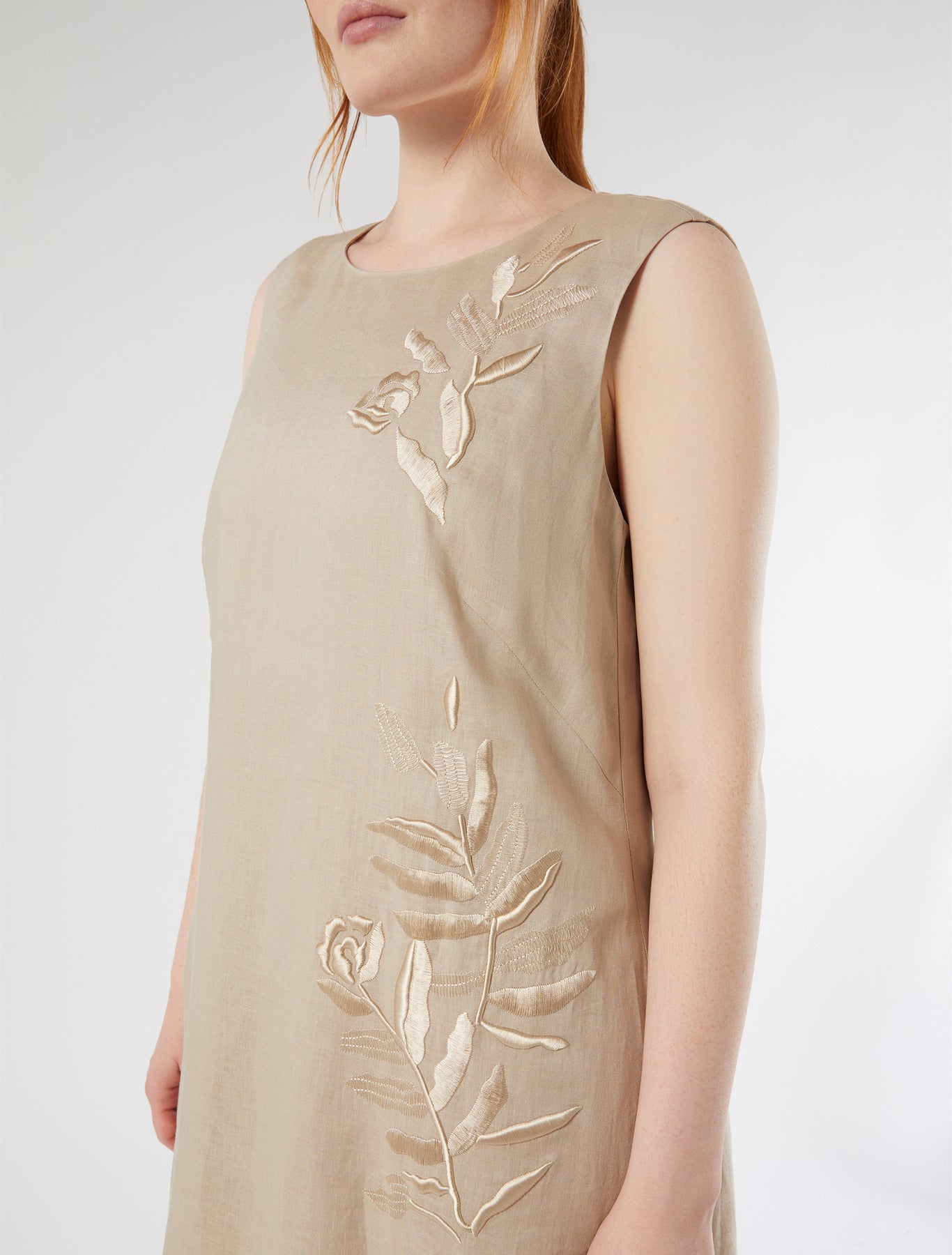 marina rinaldi embroidered linen dress for woman