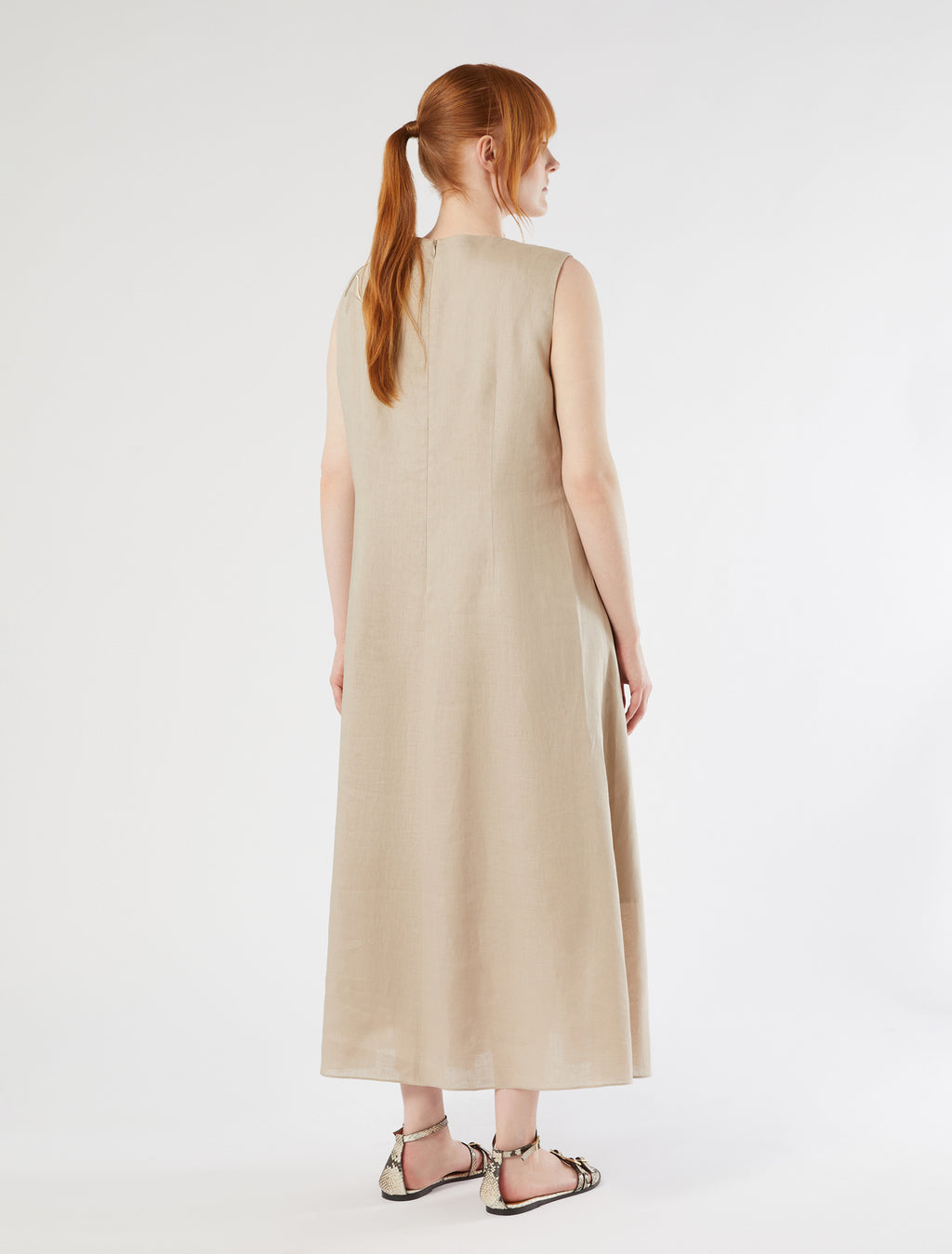 marina rinaldi embroidered linen dress for woman