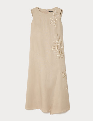 marina rinaldi embroidered linen dress for woman