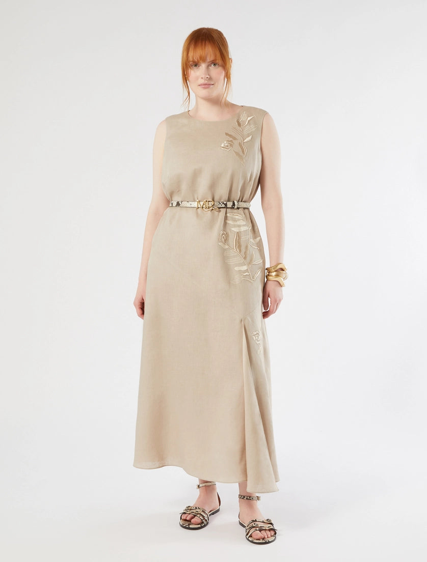 marina rinaldi embroidered linen dress for woman