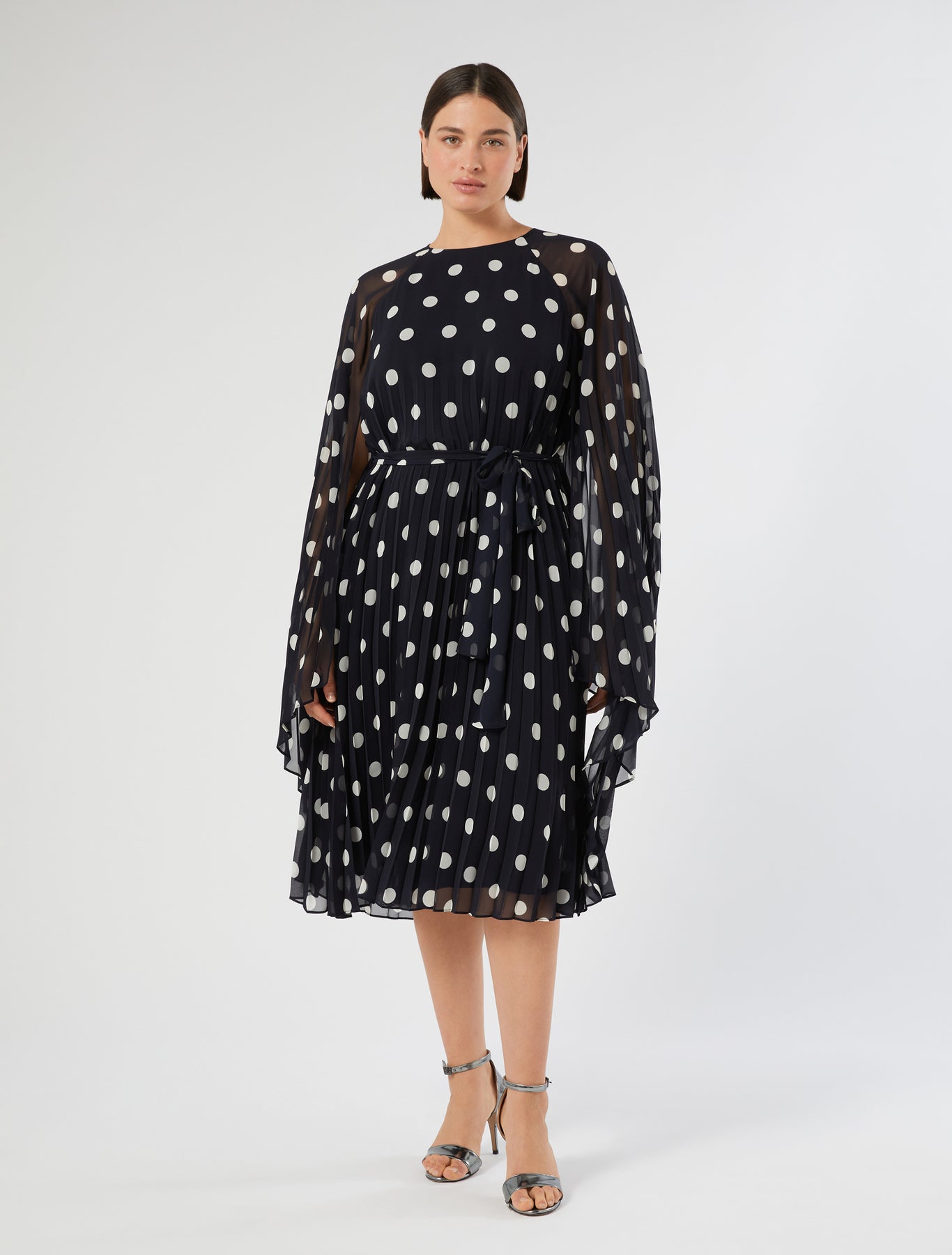 marina rinaldi polka dot georgette dress for woman