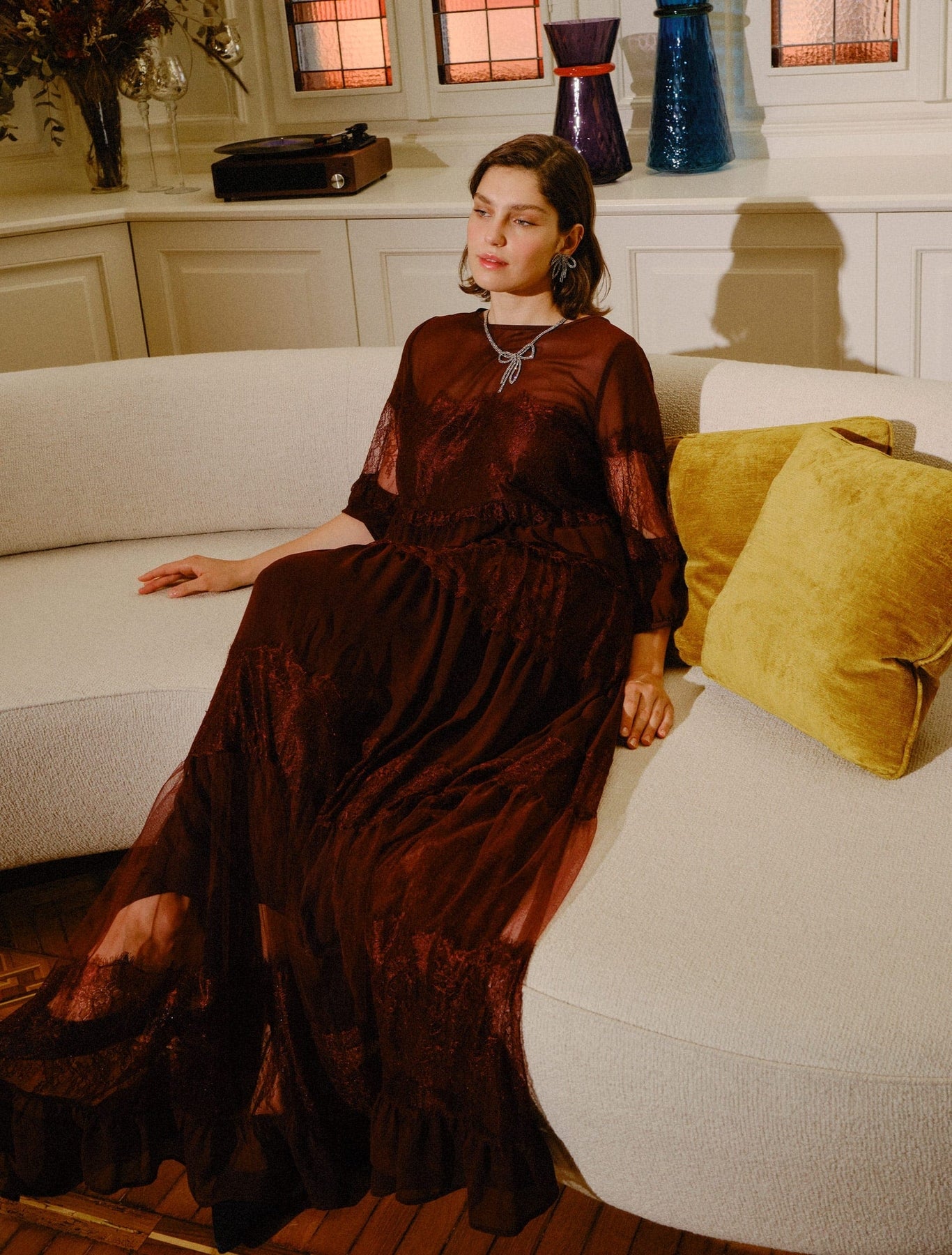 Georgette and lace dress