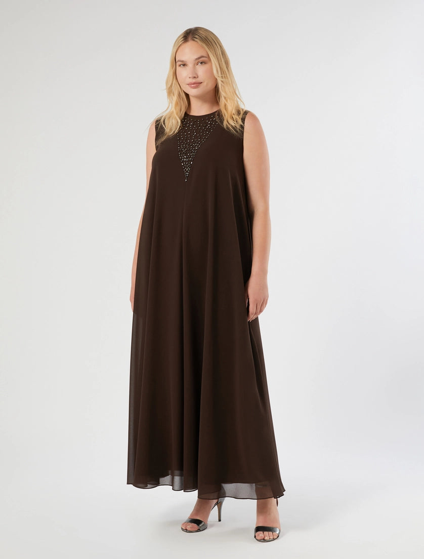 marina rinaldi embroidered georgette dress for woman
