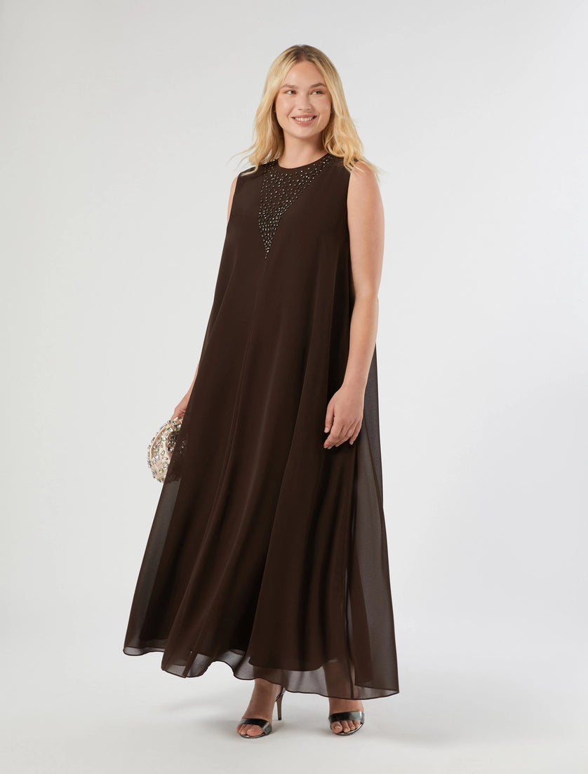 marina rinaldi embroidered georgette dress for woman