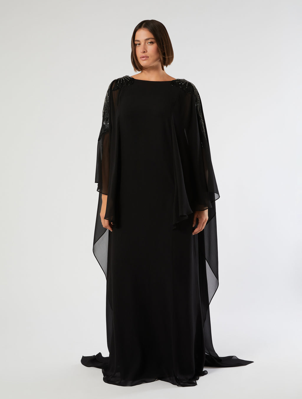 marina rinaldi embroidered silk georgette dress for woman