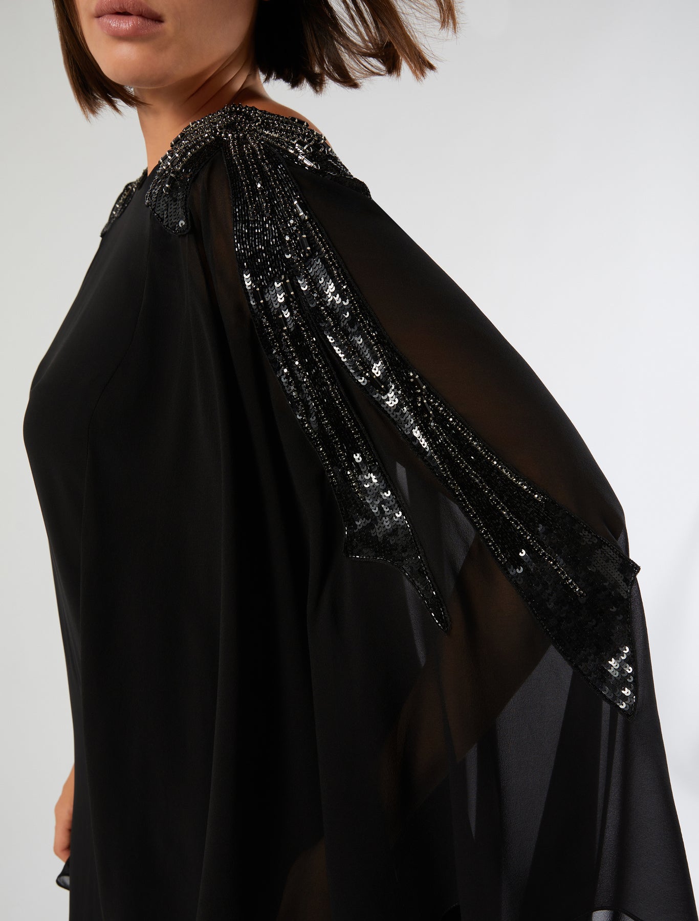 marina rinaldi embroidered silk georgette dress for woman