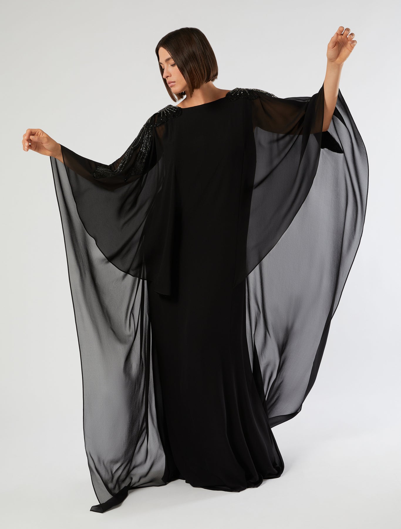 marina rinaldi embroidered silk georgette dress for woman