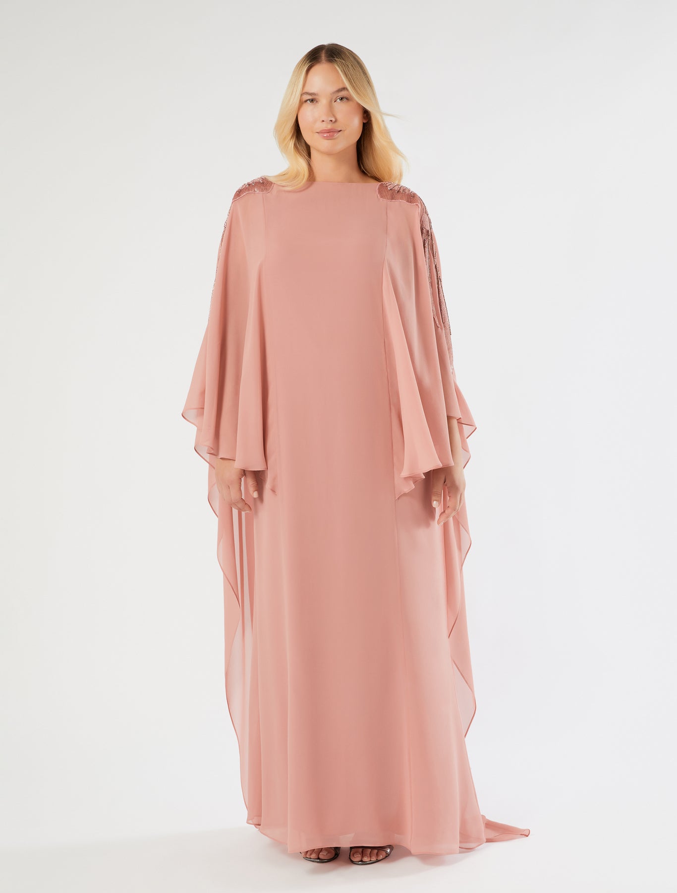 marina rinaldi embroidered silk georgette dress for woman