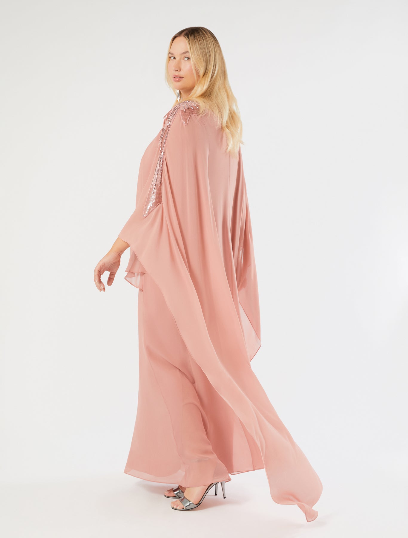 marina rinaldi embroidered silk georgette dress for woman