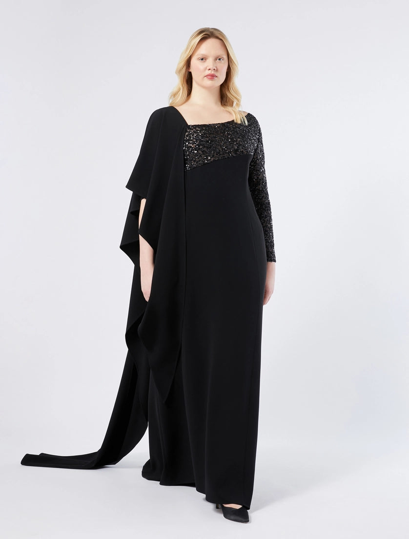 Crêpe cady dress with sequins