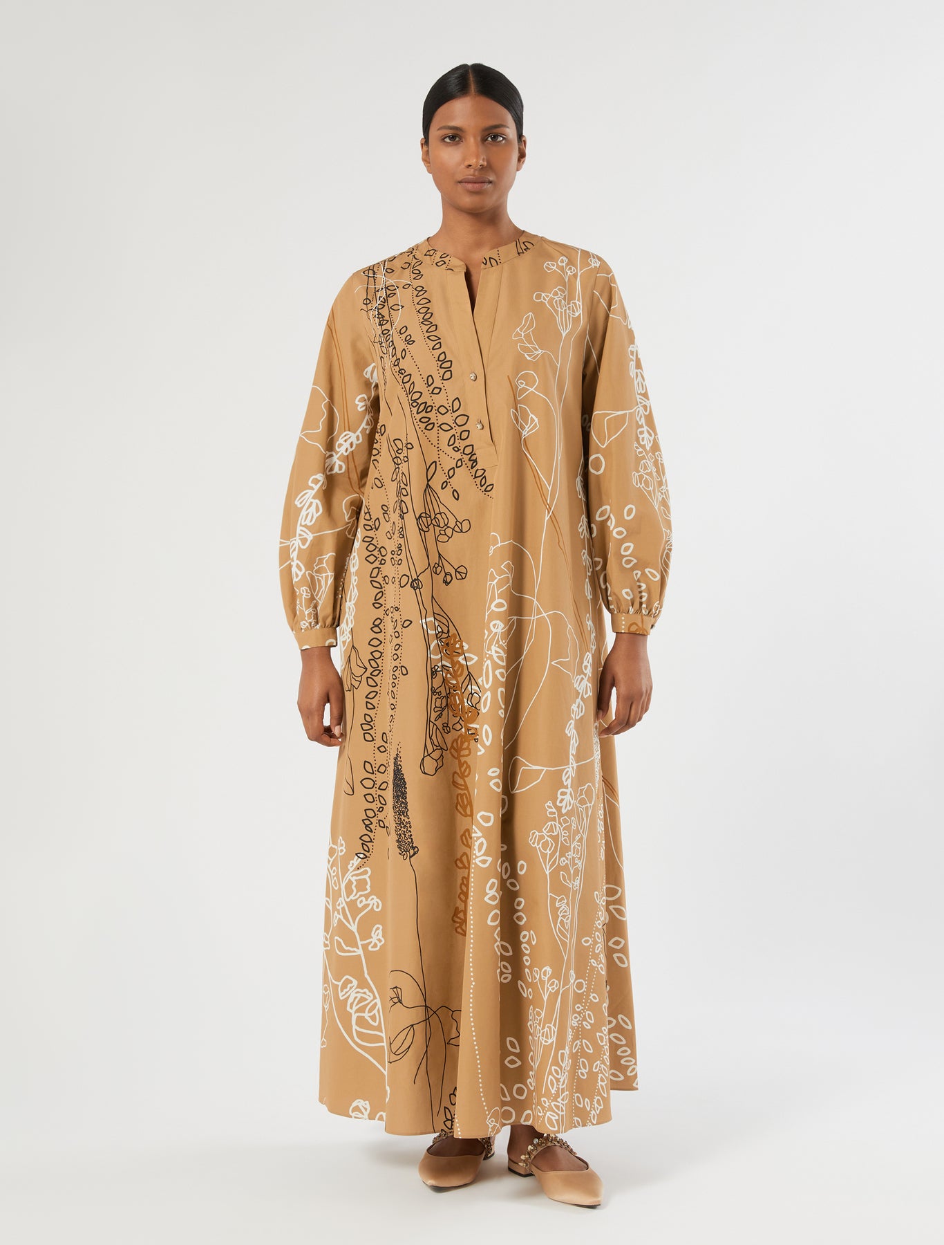 Printed poplin dress