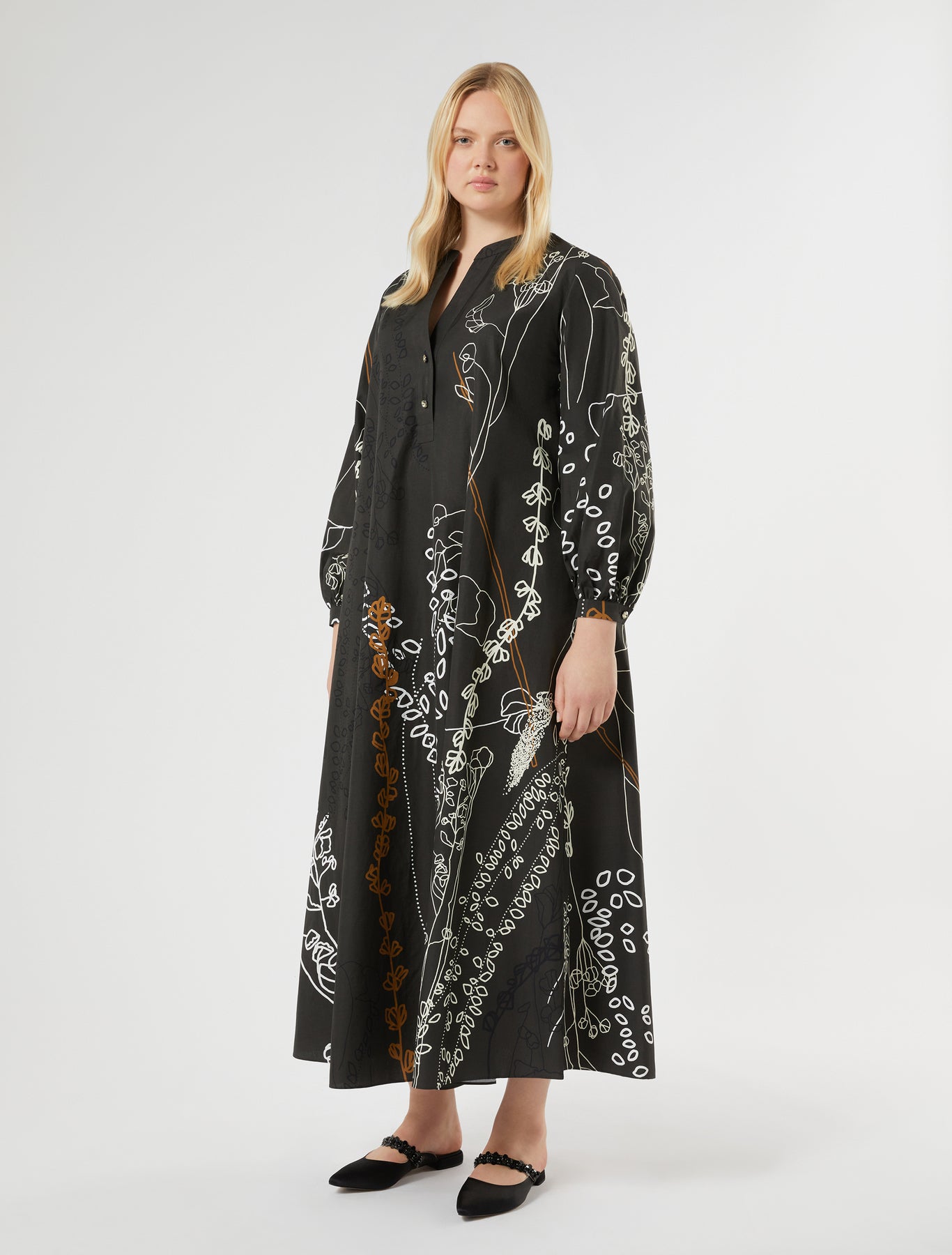 Printed poplin dress