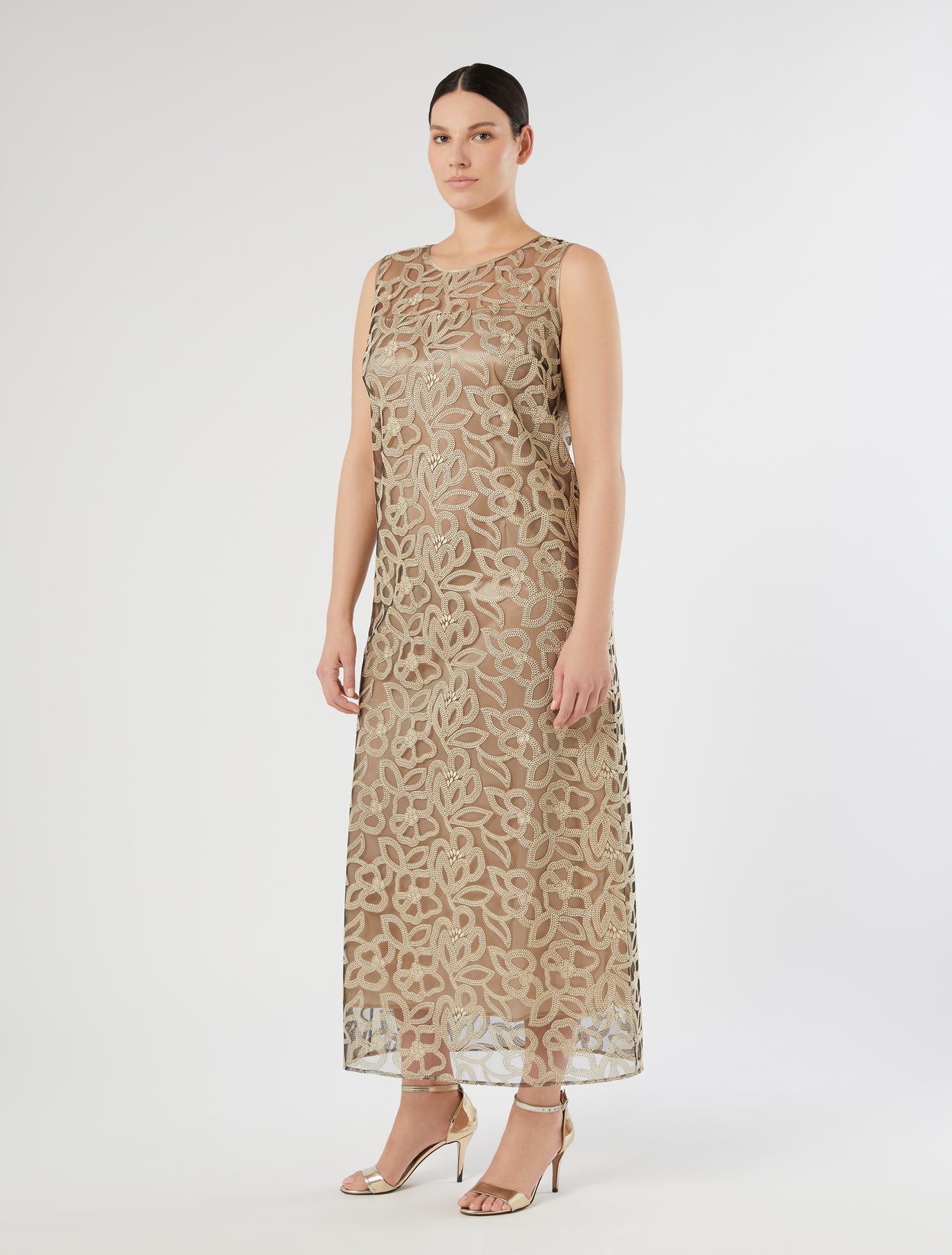 marina rinaldi embroidered tulle dress for woman
