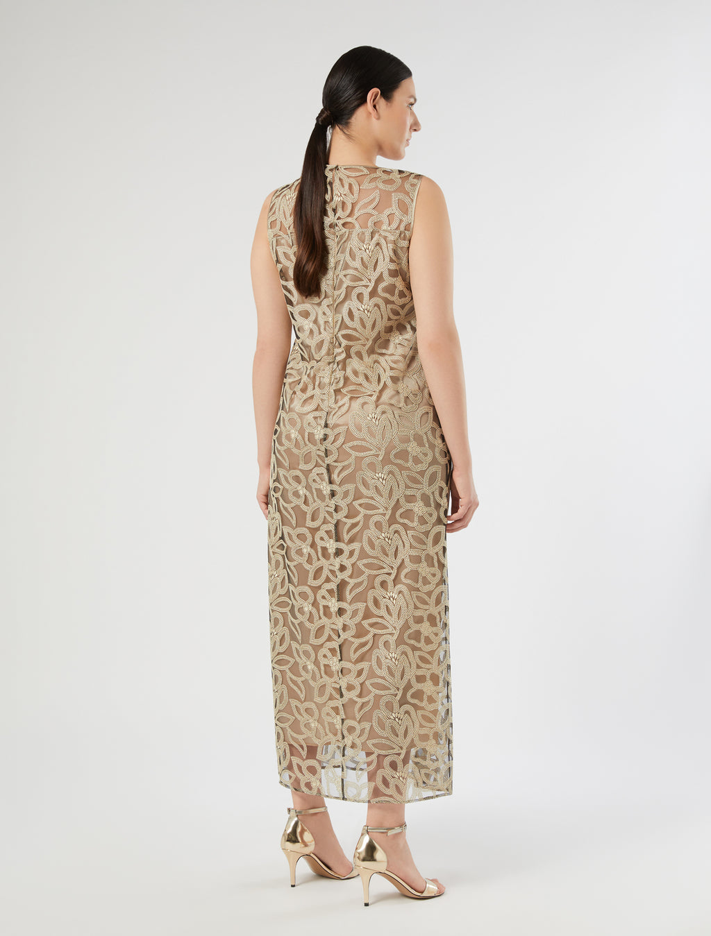 marina rinaldi embroidered tulle dress for woman
