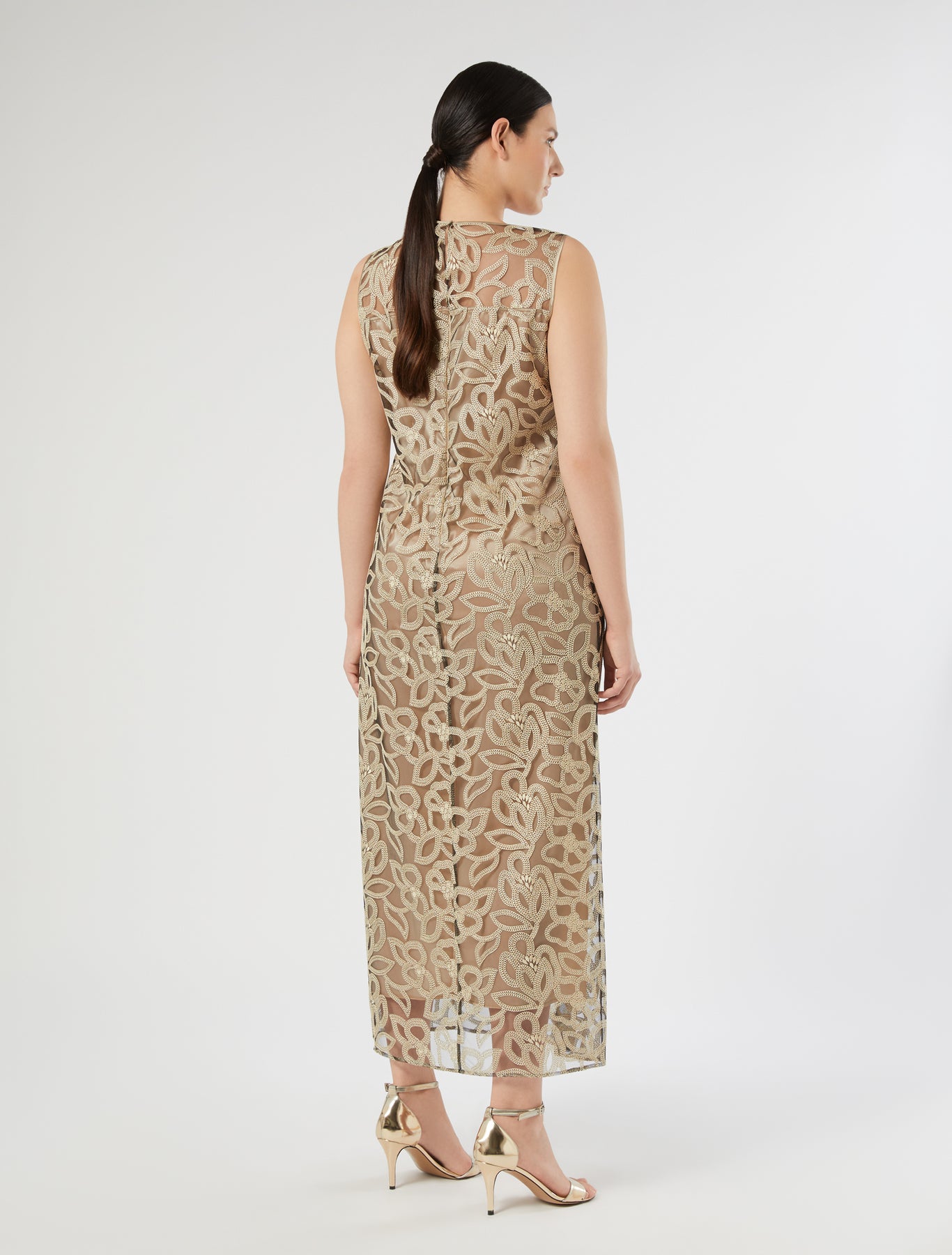 marina rinaldi embroidered tulle dress for woman