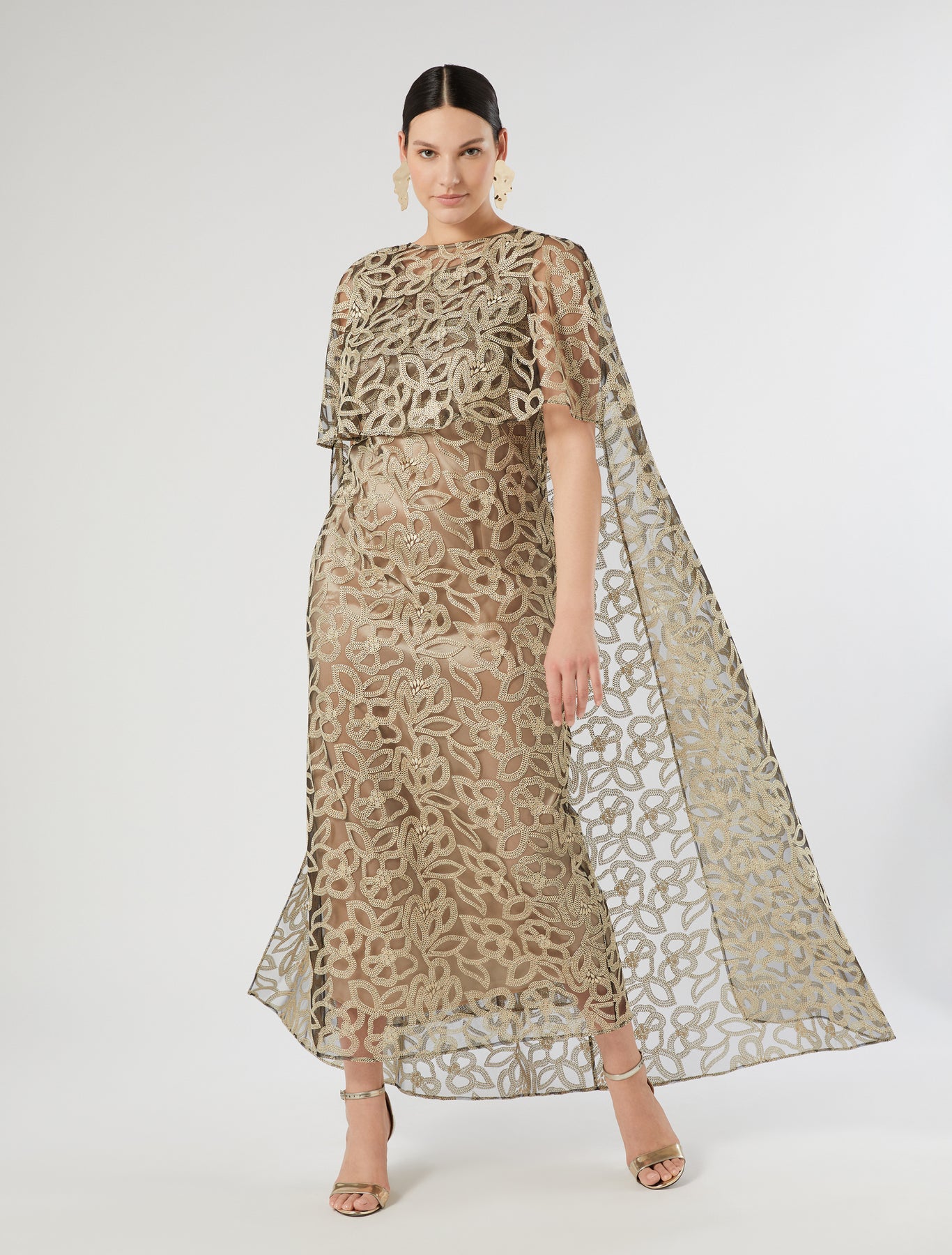 marina rinaldi embroidered tulle dress for woman