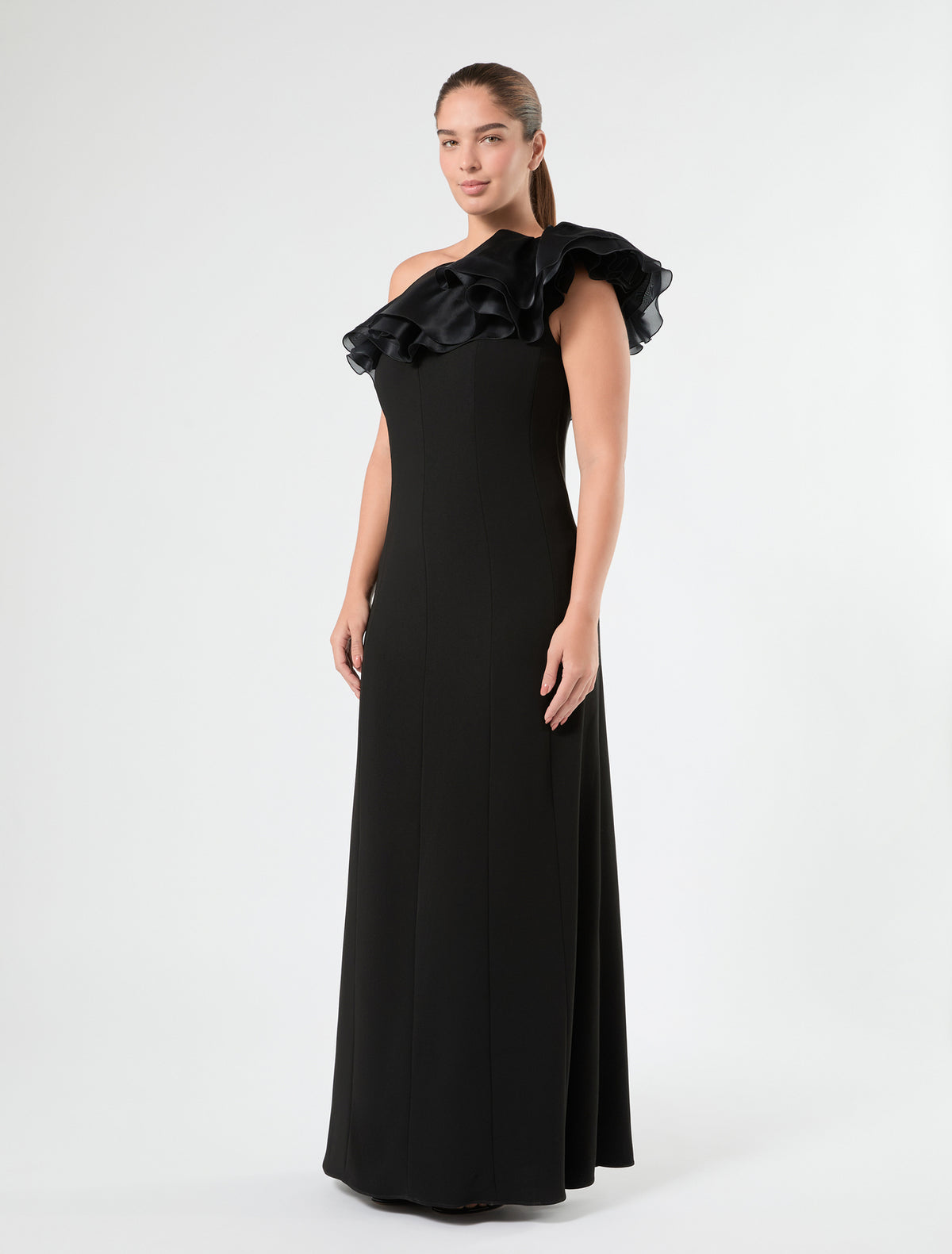 Marina Rinaldi one-shoulder dress in cady and silk for woman