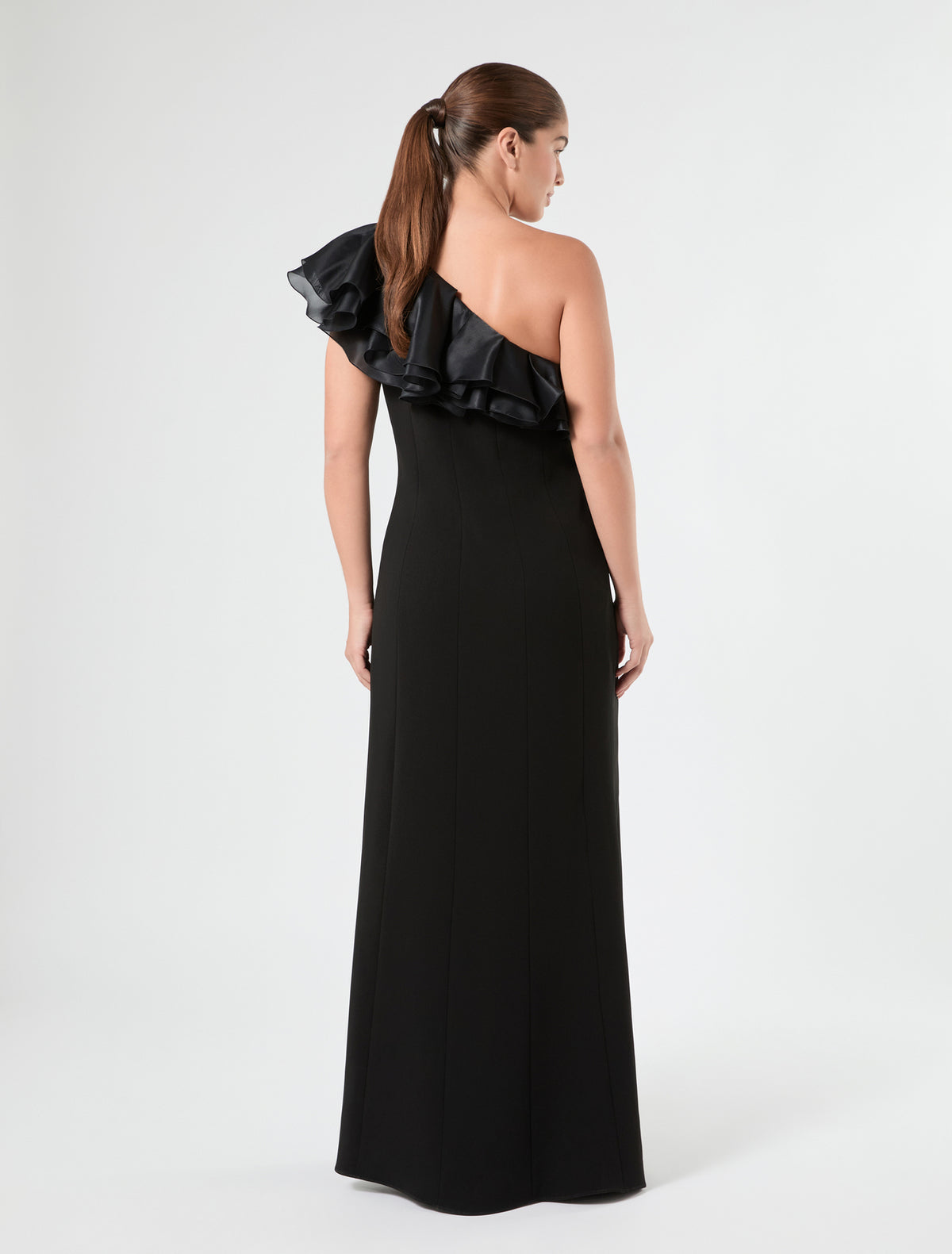 Marina Rinaldi one-shoulder dress in cady and silk for woman