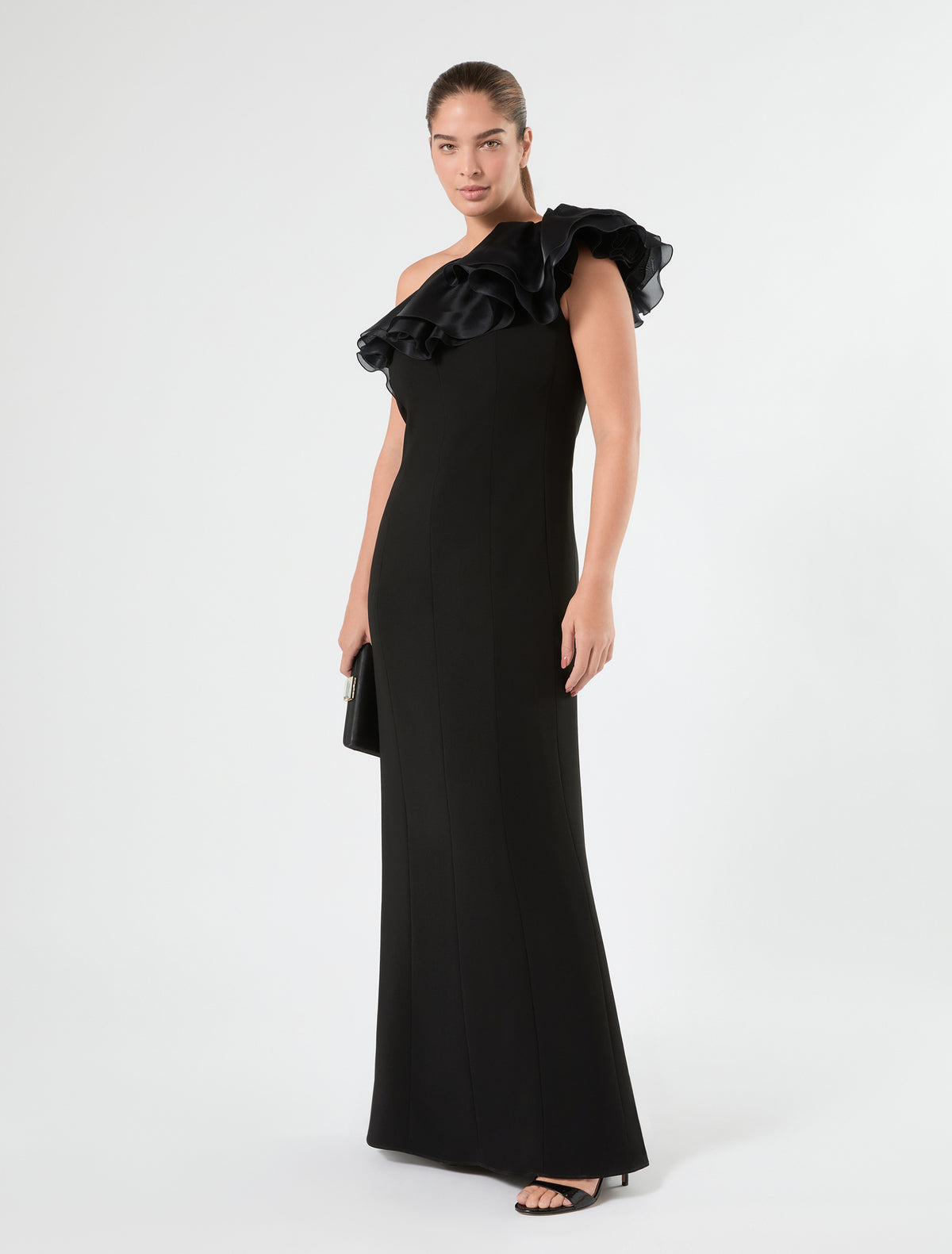 Marina Rinaldi one-shoulder dress in cady and silk for woman