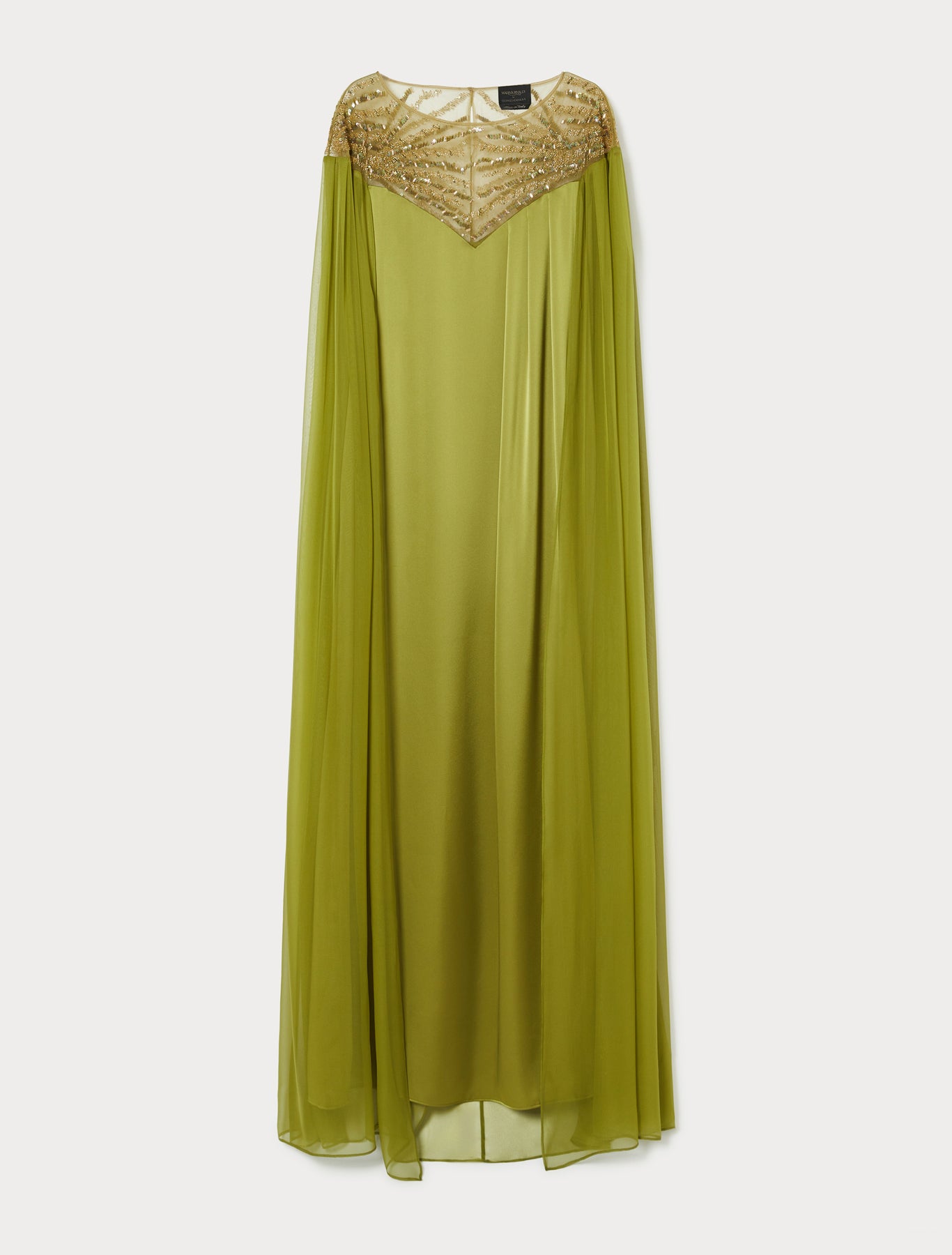 Satin and chiffon dress with embroidery