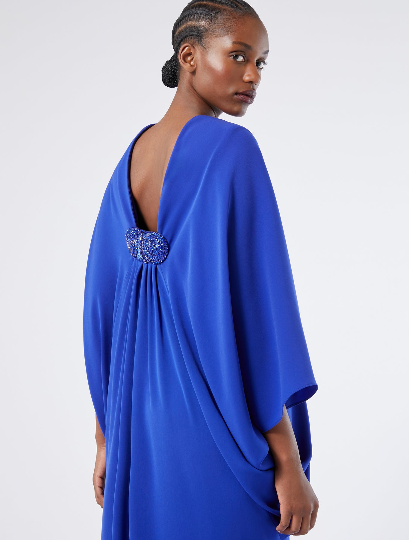 Crêpe cady dress with embroidery