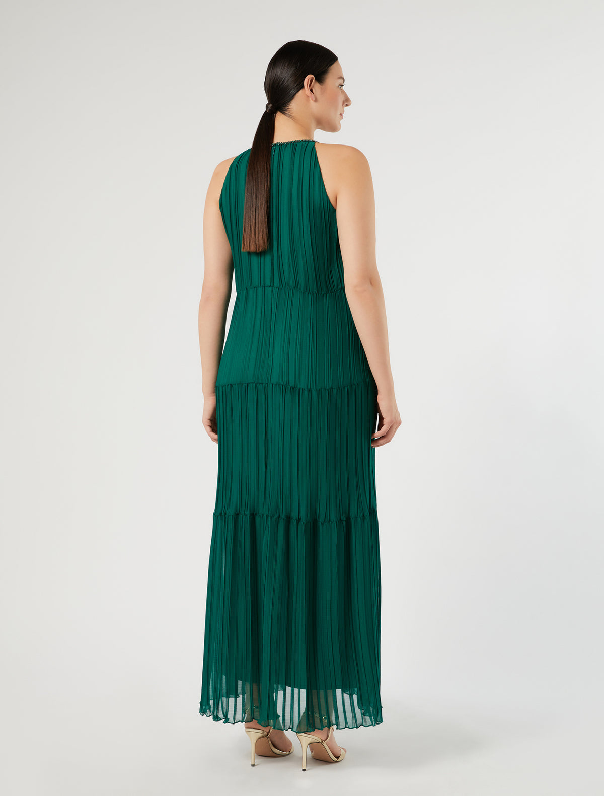 Marina Rinaldi long pleated georgette dress for woman