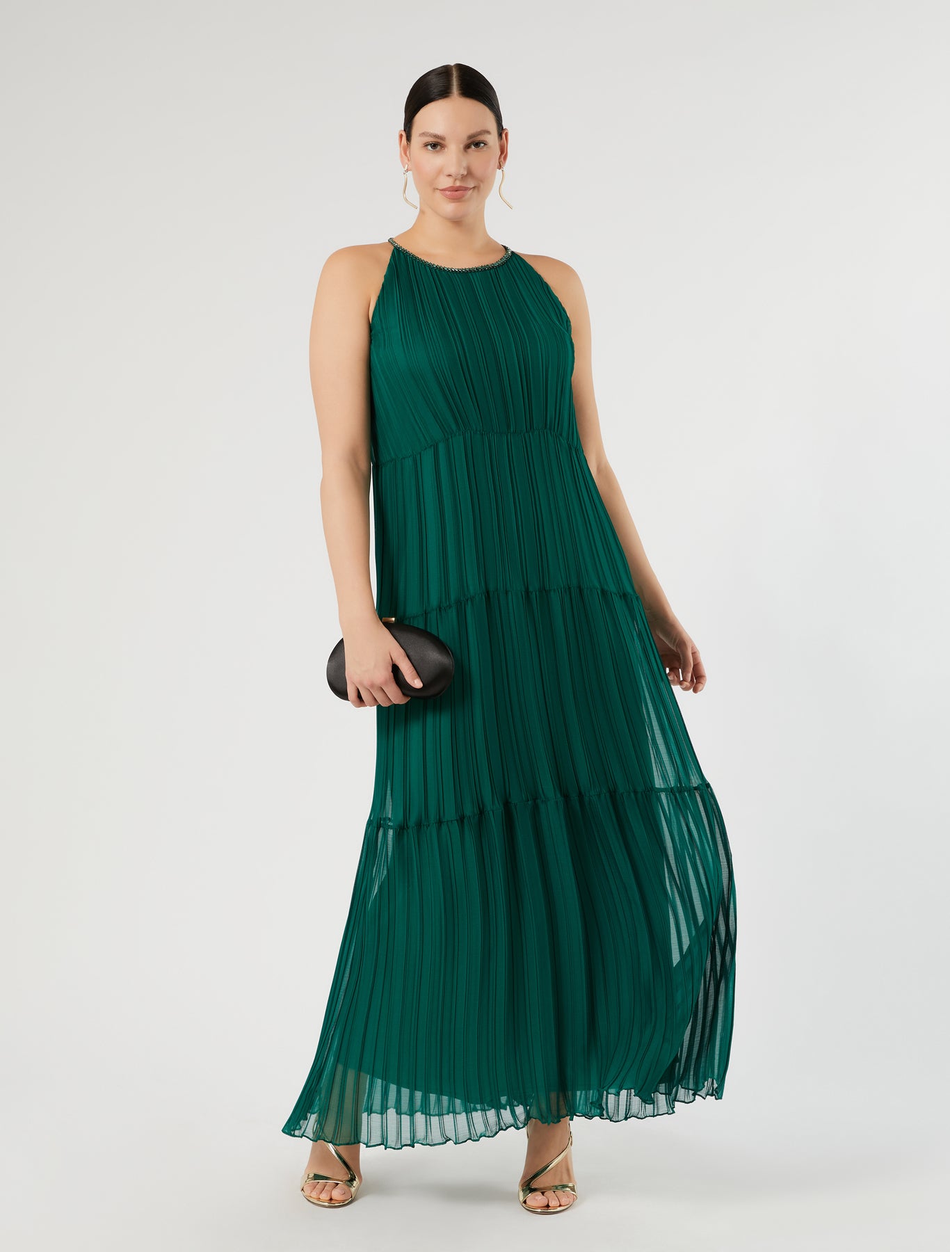 Marina Rinaldi long pleated georgette dress for woman