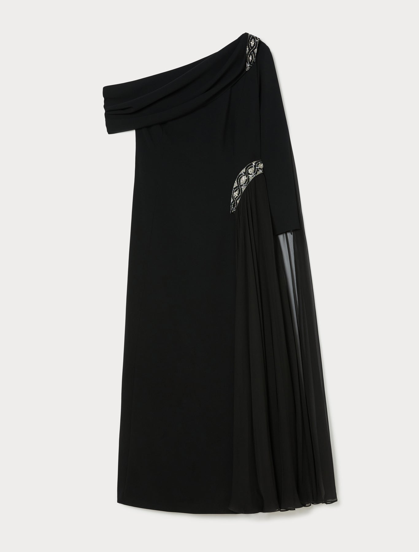 marina rinaldi one-shoulder dress in chiffon and cady for woman