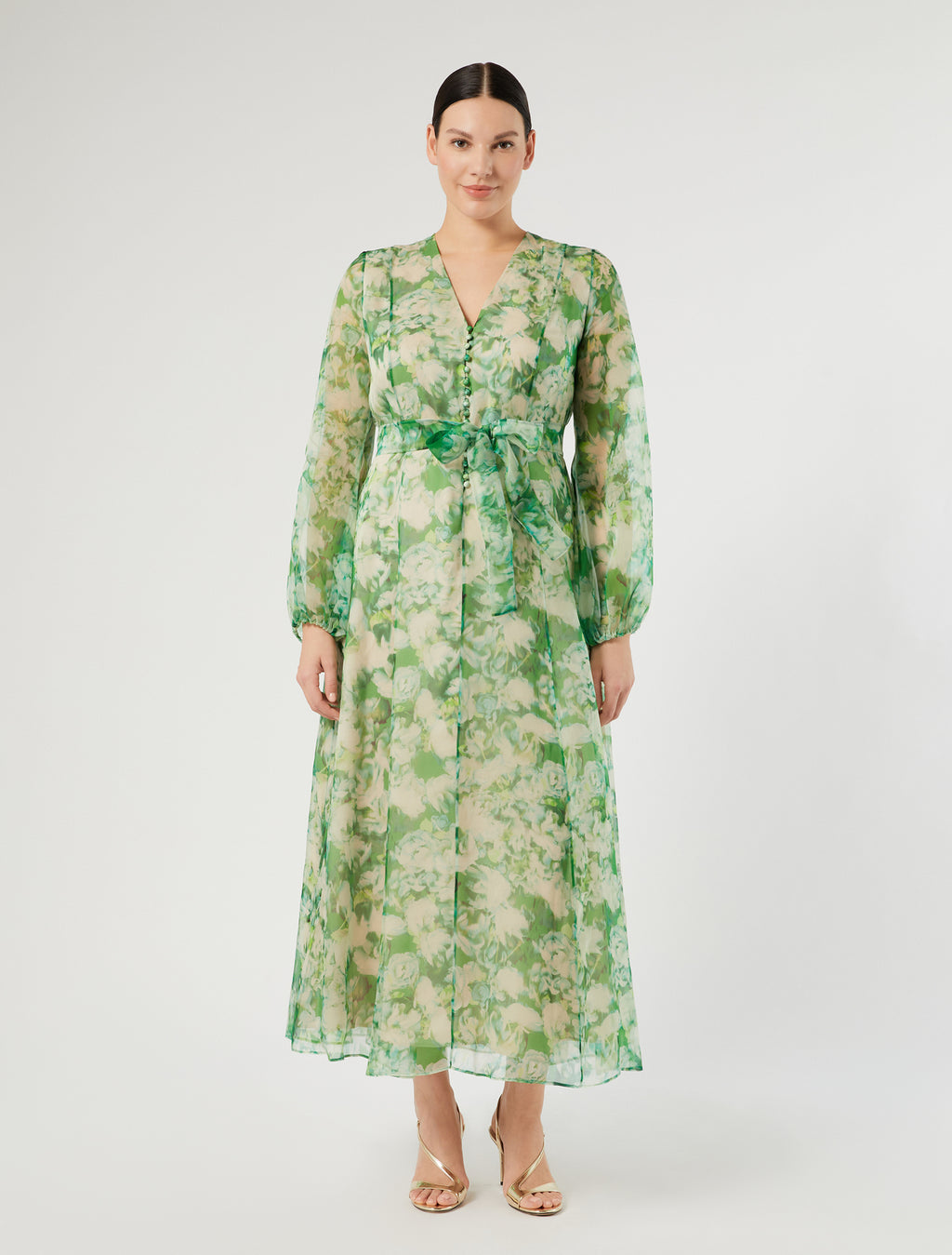 Marina Rinaldi long pure silk organza dress for woman