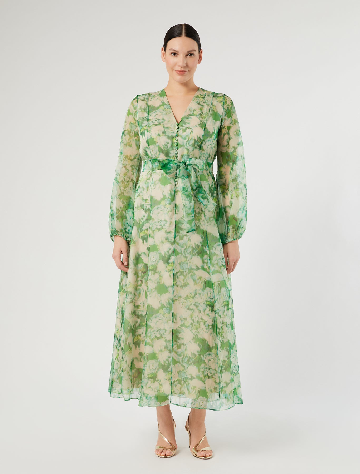 Marina Rinaldi long pure silk organza dress for woman