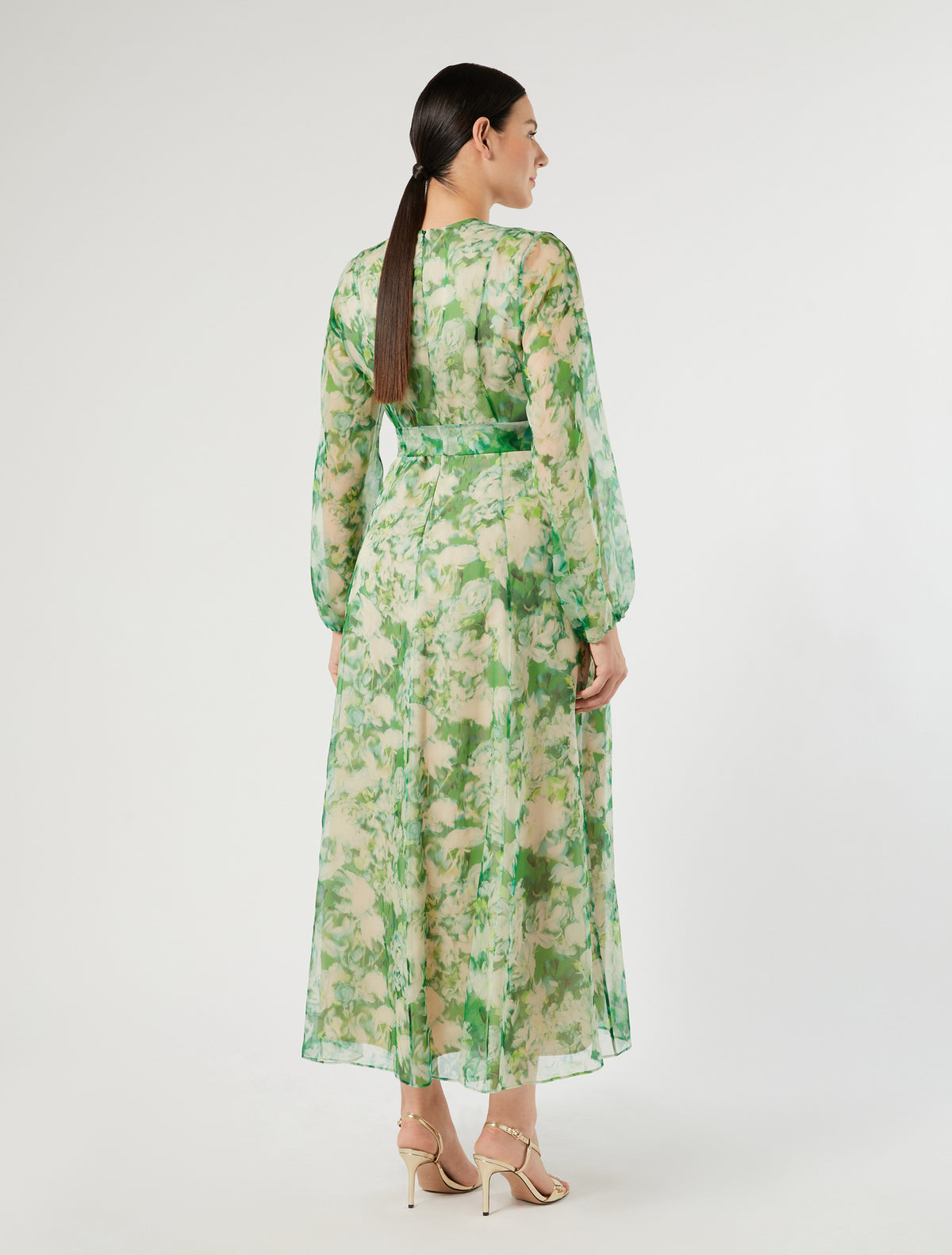 Marina Rinaldi long pure silk organza dress for woman