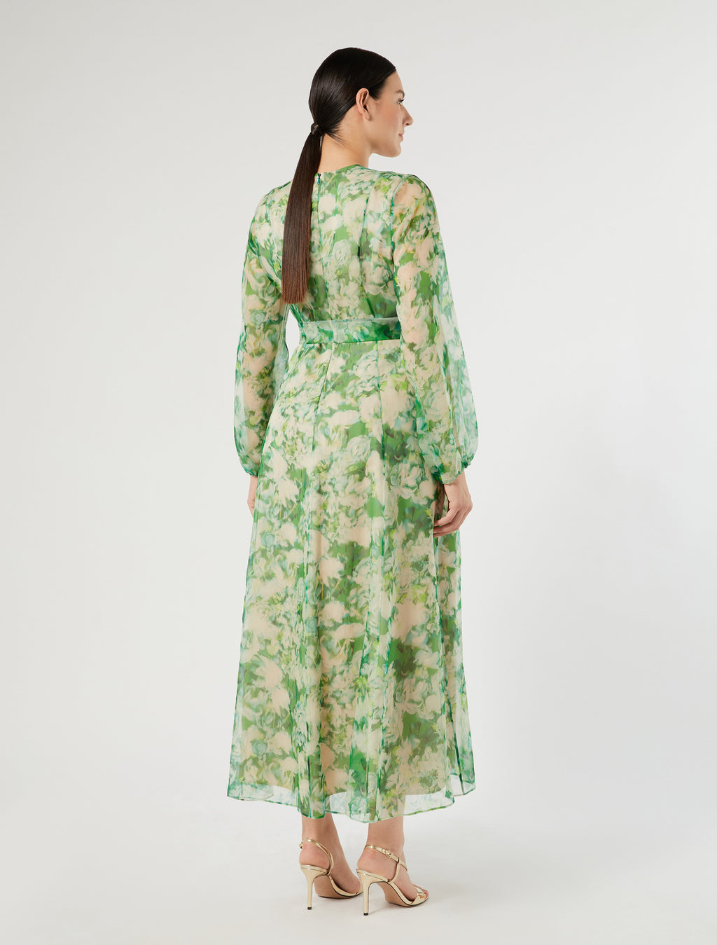 Marina Rinaldi long pure silk organza dress for woman