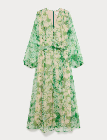 Marina Rinaldi long pure silk organza dress for woman