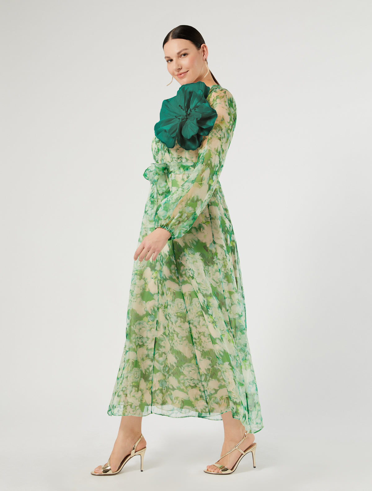 Marina Rinaldi long pure silk organza dress for woman