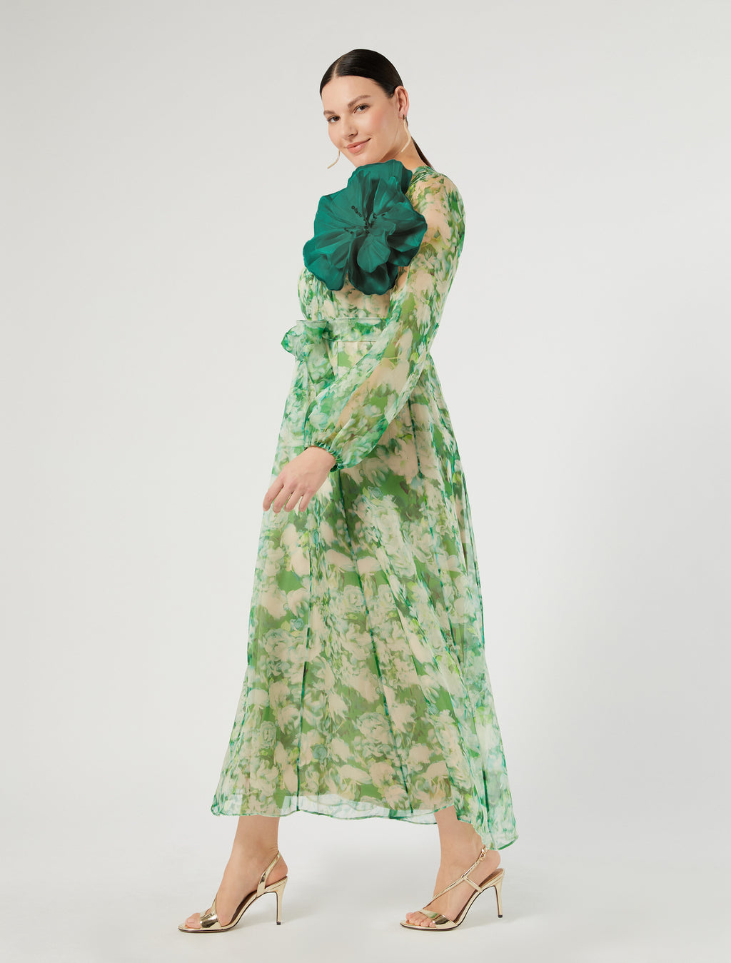 Marina Rinaldi long pure silk organza dress for woman