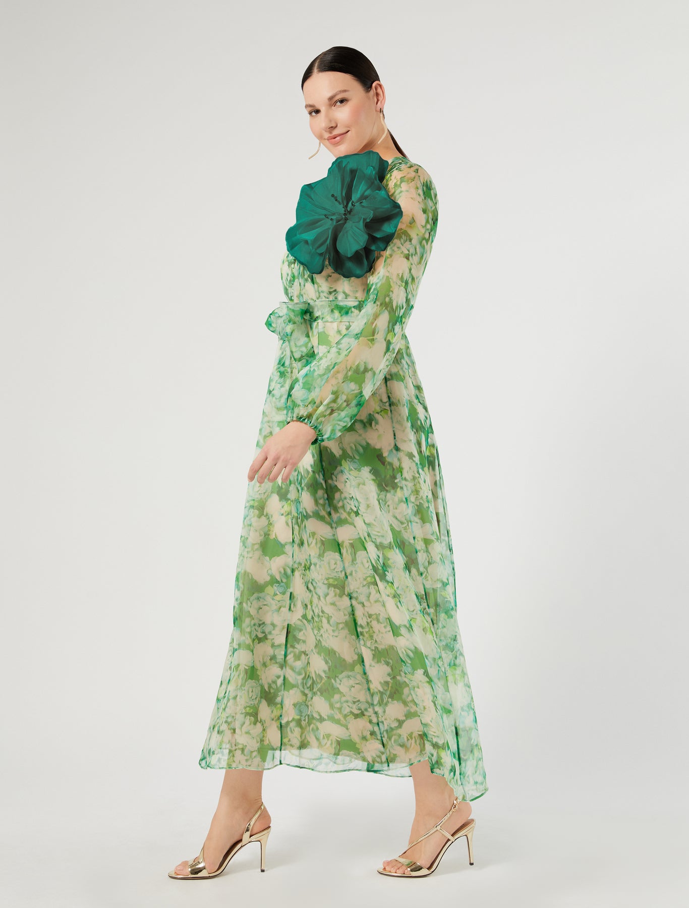 Marina Rinaldi long pure silk organza dress for woman