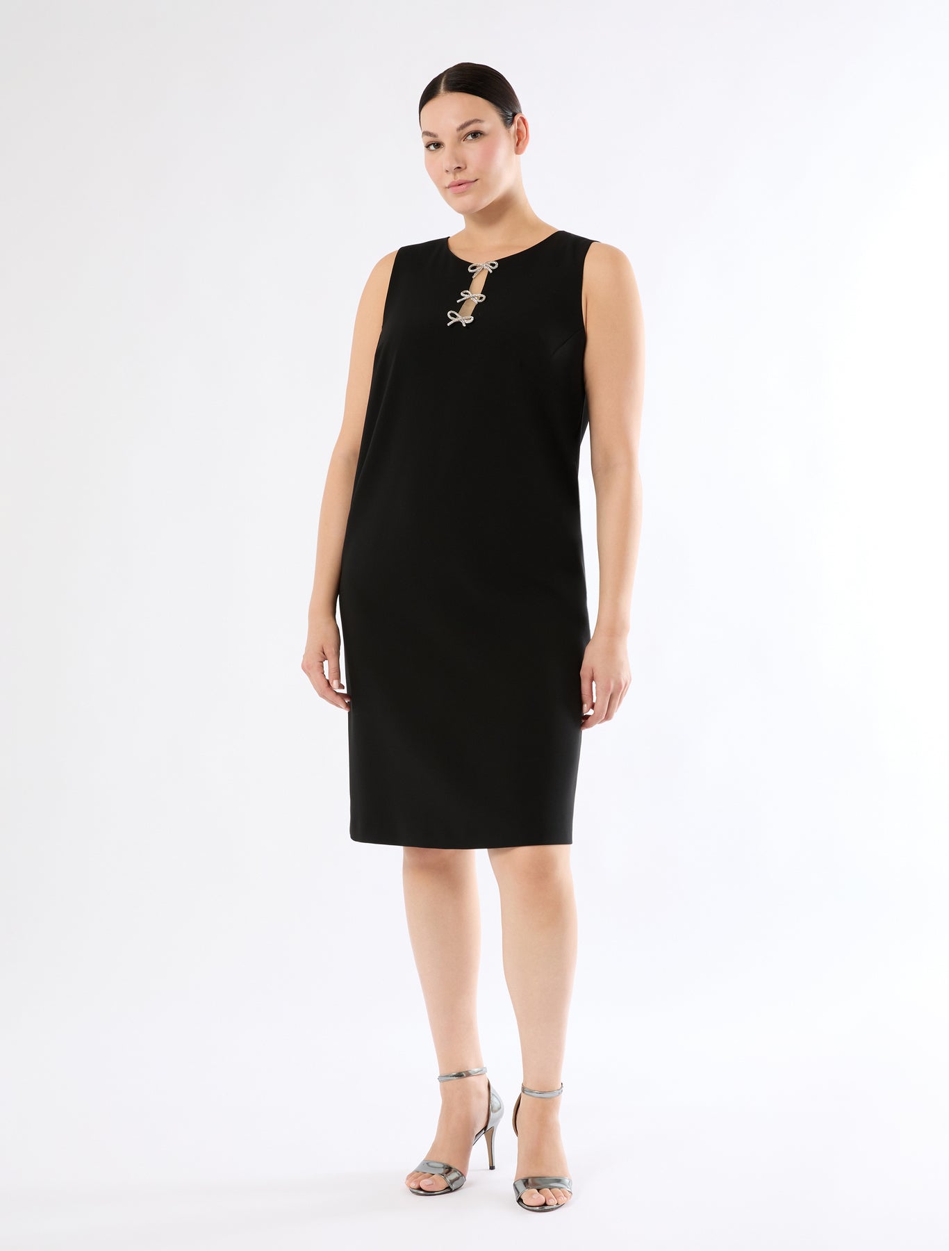 Long dress in cady with rhinestones