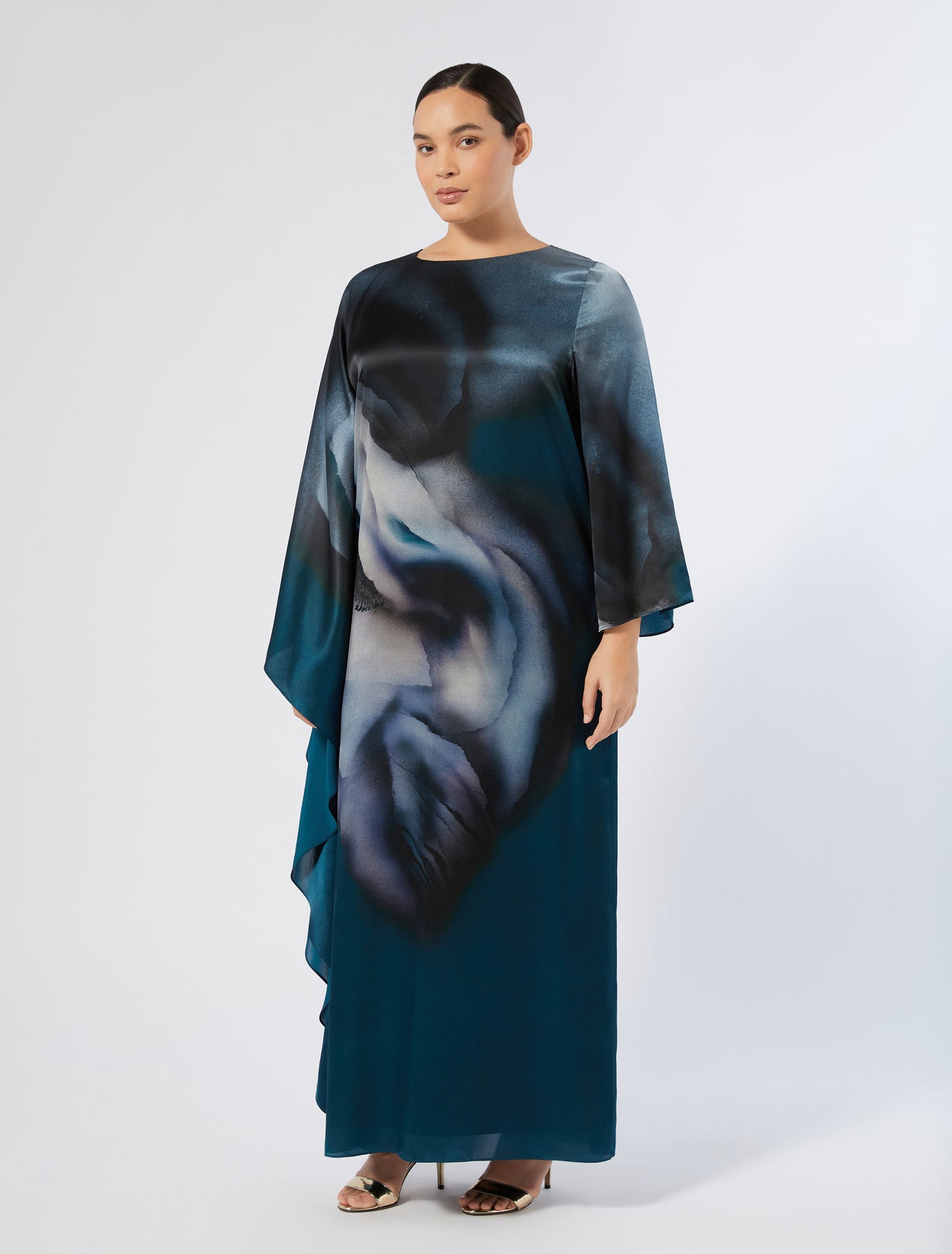 Asymmetrical silk satin dress