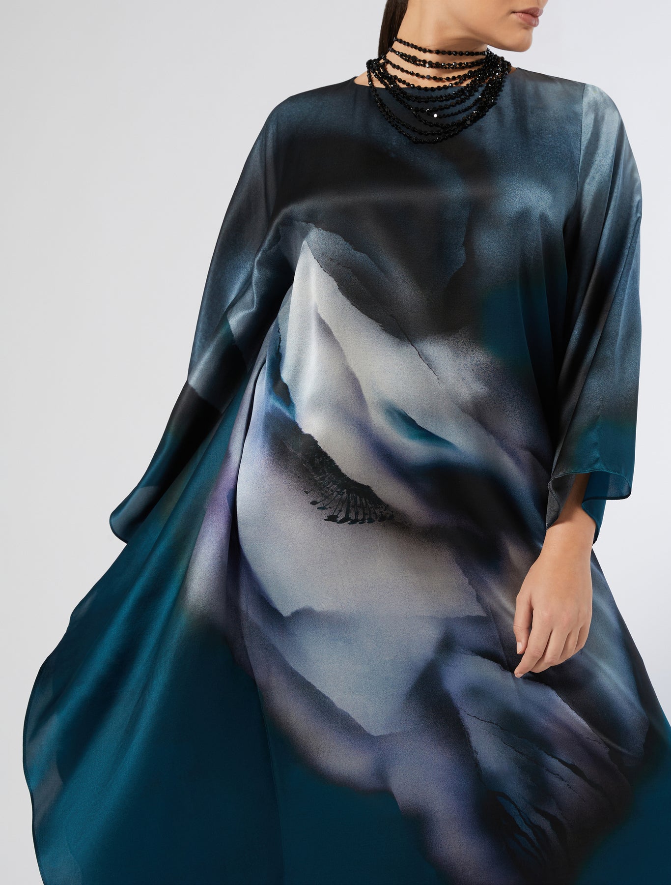 Asymmetrical silk satin dress