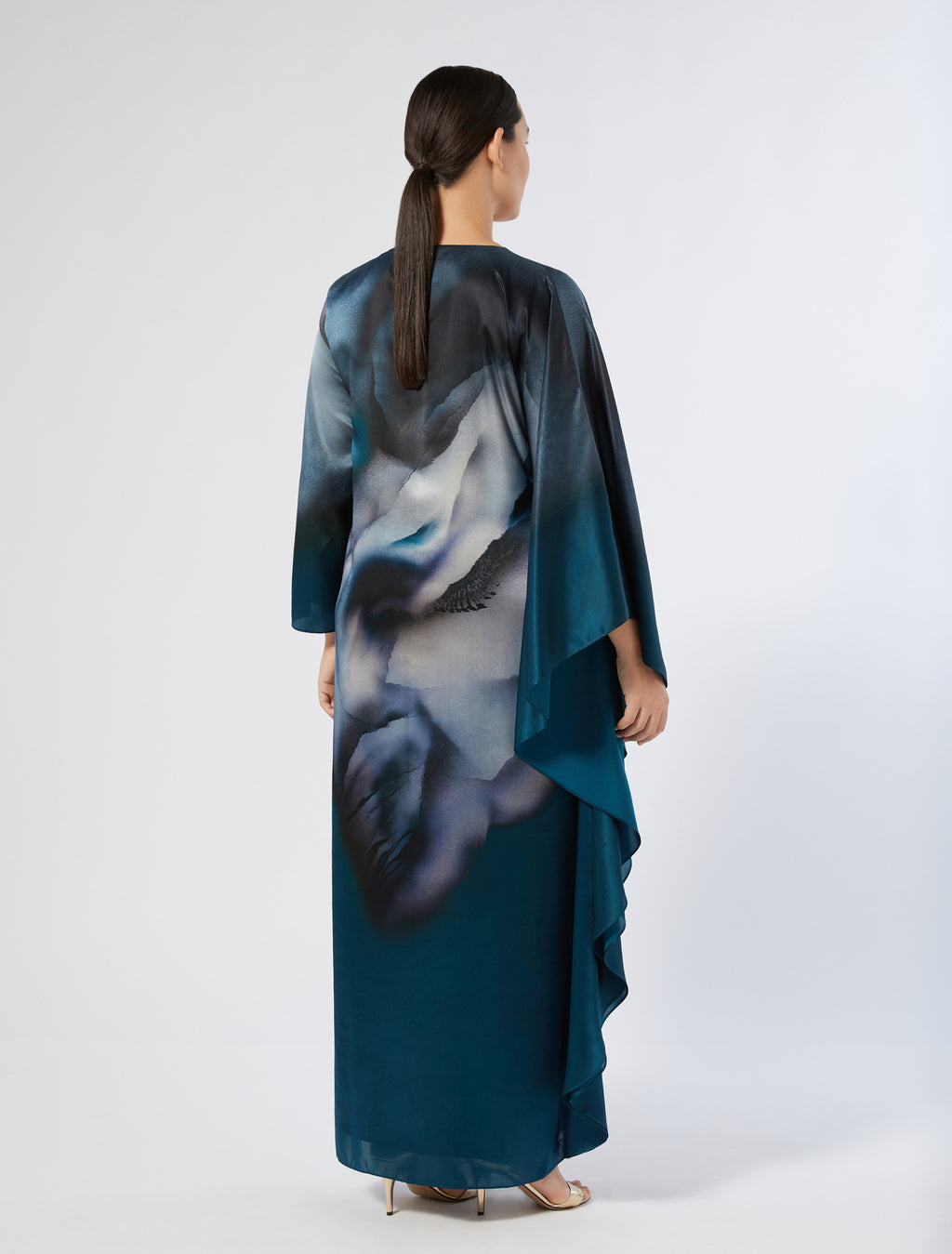 Asymmetrical silk satin dress