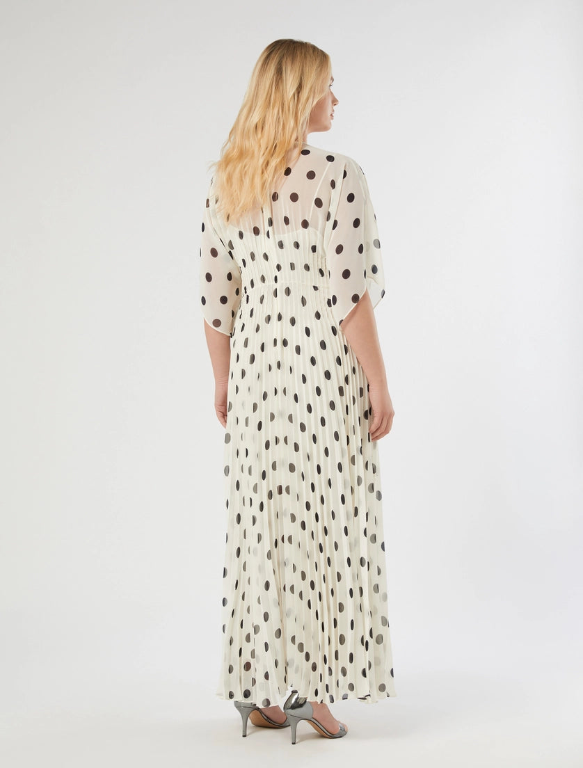 Long polka dot-patterned georgette dress