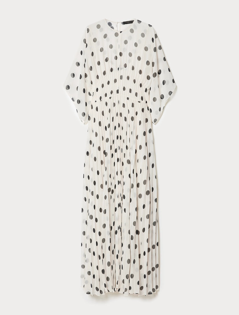 Long polka dot-patterned georgette dress