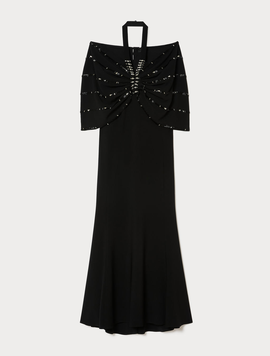 marina rinaldi embroidered cady dress and cape for woman
