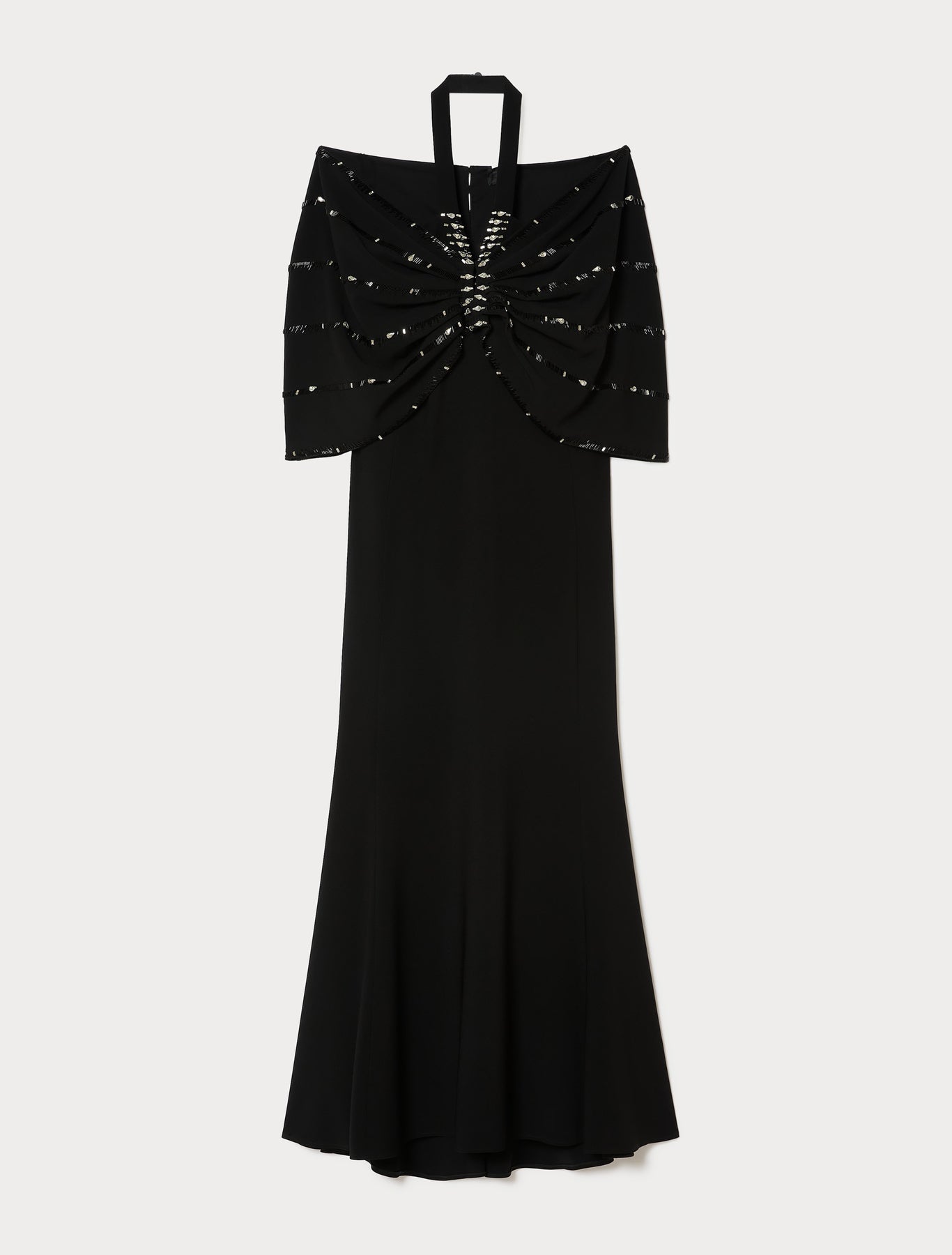 marina rinaldi embroidered cady dress and cape for woman