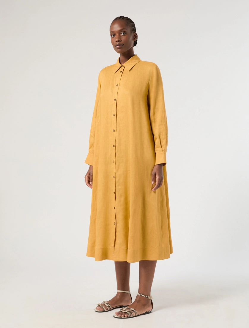 Linen canvas shirt dress